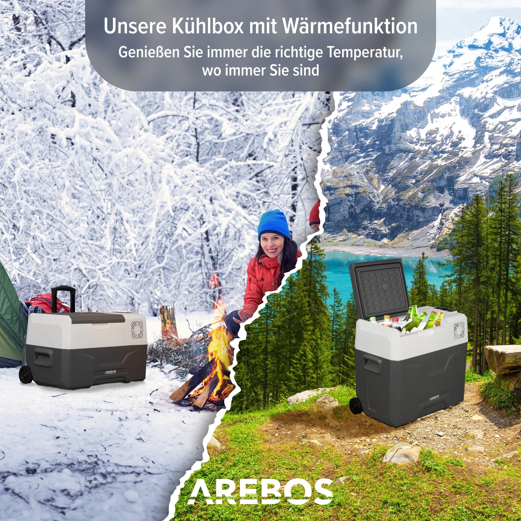 Arebos Kühlbox Elektrische Kompressor-Gefrierbox 27-47L mit Rollen & APP-Steuerung, Ablassschraube zum Wasserentfernen – Bild 5 von 5