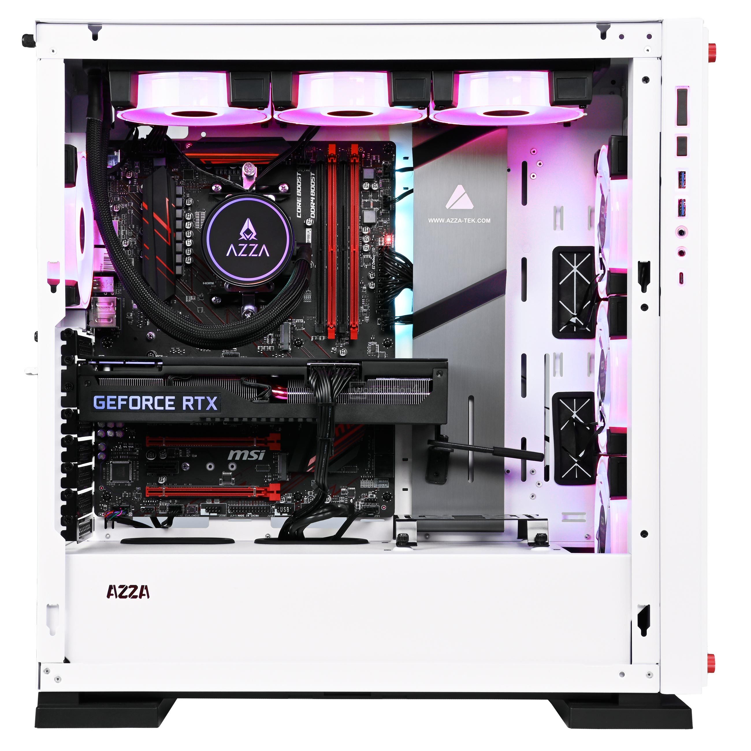 AZZA Zircon 7000 White RGB Business-PC (AMD Ryzen 7 2700X, RTX 5050 8GB, 16 GB RAM, 500 GB SSD, Wasserkühlung)