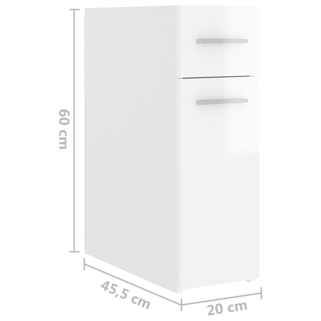 vidaXL Fächerschrank Hochglanz-Weiß cm 20x45,5x60 Holzwerkstoff (1-St) Apothekerschrank