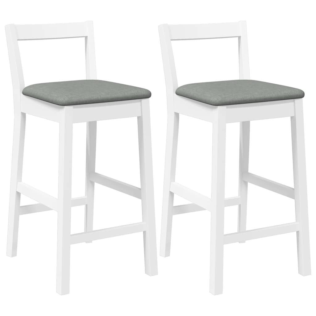 Barhocker Barhocker mit Kissen 2 Stk. Weiß Massivholz Gummibaum