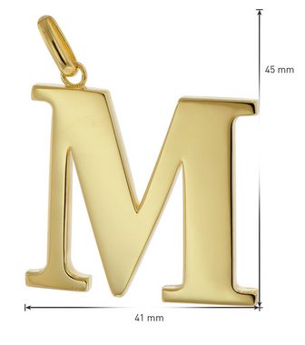 trendor Kette mit Anhänger mit Großem Buchstaben M 925 Silber mit Goldauflage