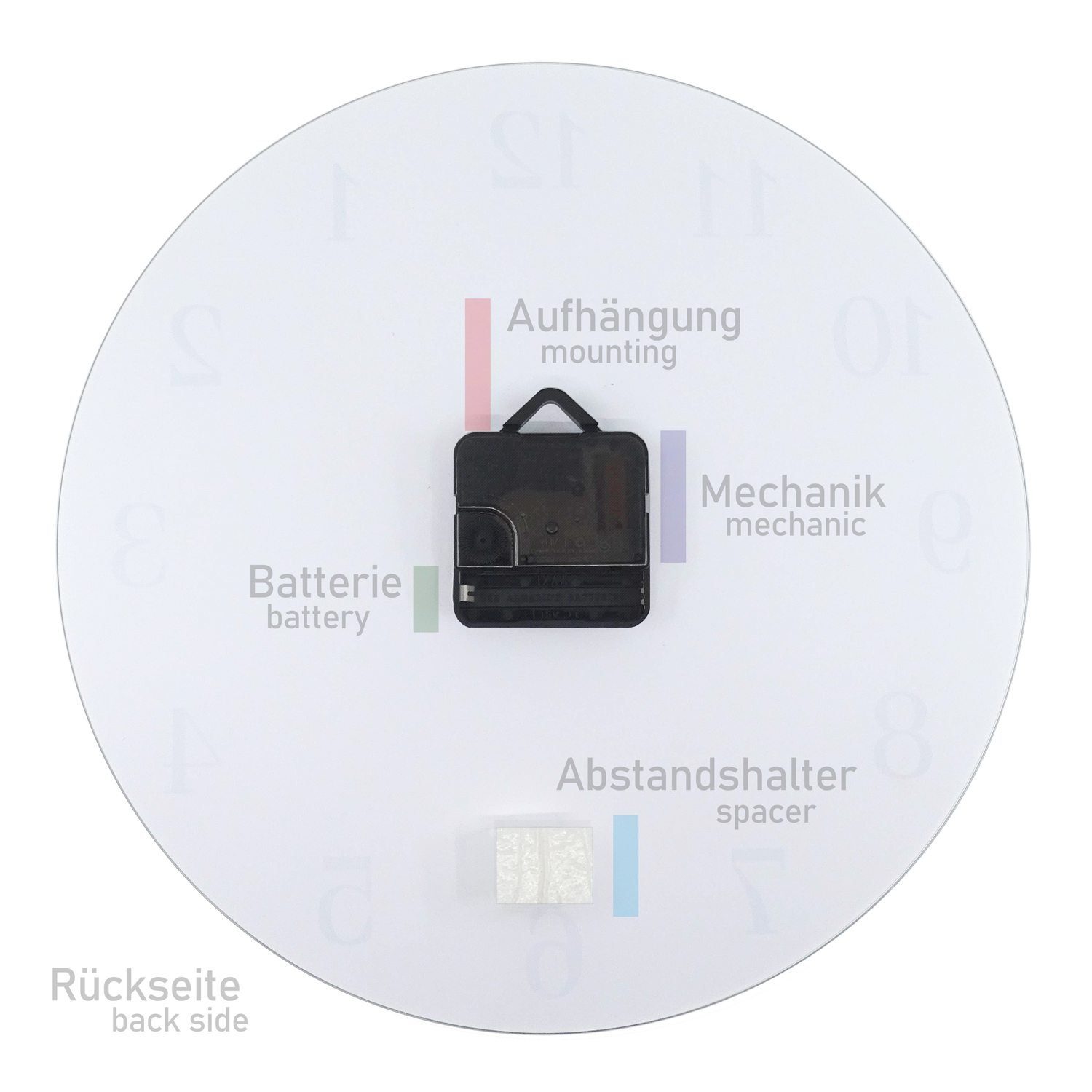 Primedeco Wanduhr Wanduhr und aus mit Fass und altes mit cm Quarzuhrwerk Rund Rotwein - 30 Durchmesser Glas Motiv