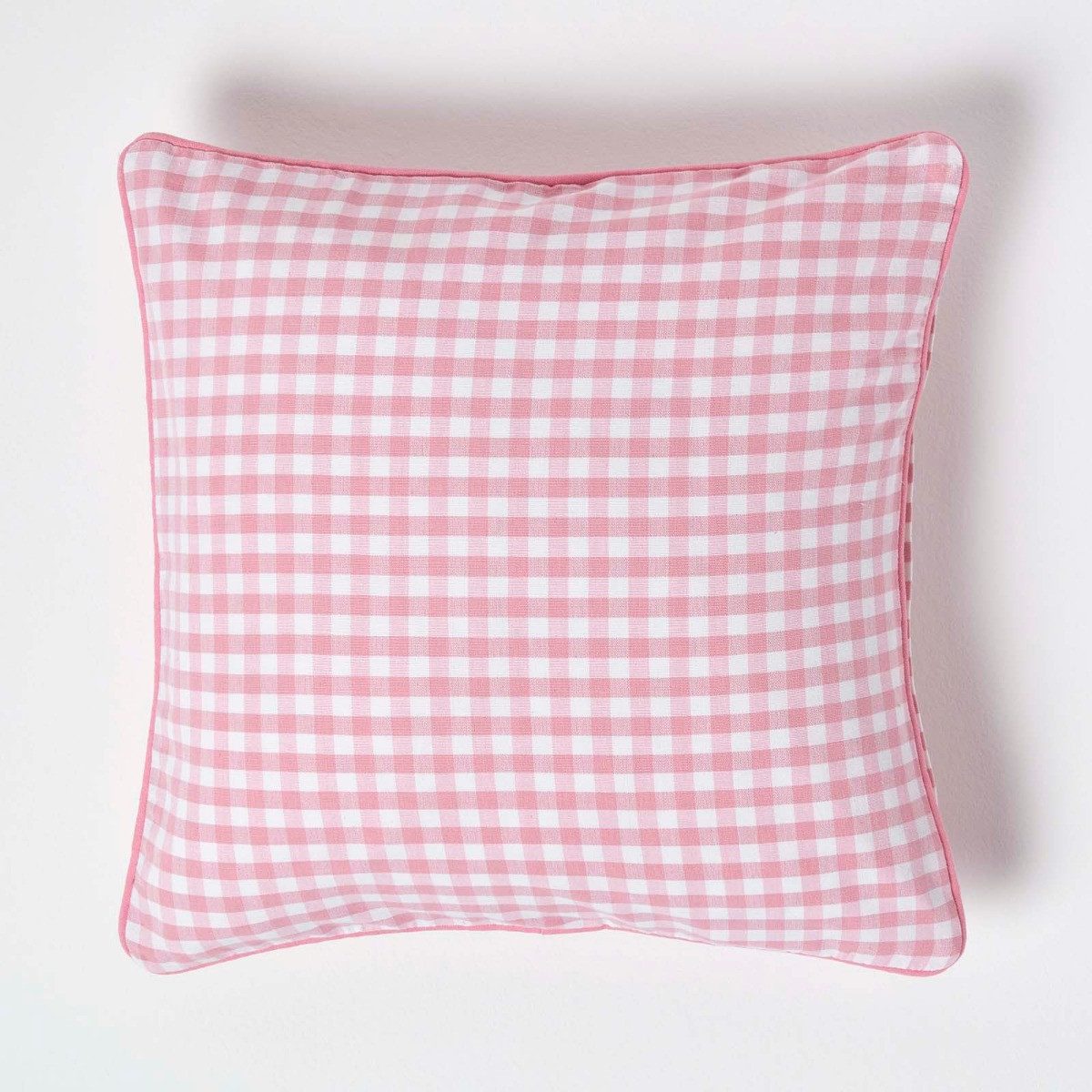 Homescapes Kissenhülle Gingham-Kissenbezug aus Baumwolle, 45 x 45 cm, rosa günstig online kaufen