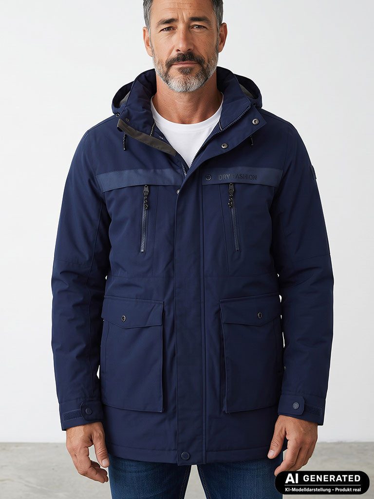 Dry Fashion Winterjacke Aalborg Herren Funktionsparka Aalborg gefüttert - Winterjacke Parka Wind- & wasserdicht, Atmungsaktiv, Nähte verschweißt, Kapuze abnehmbar