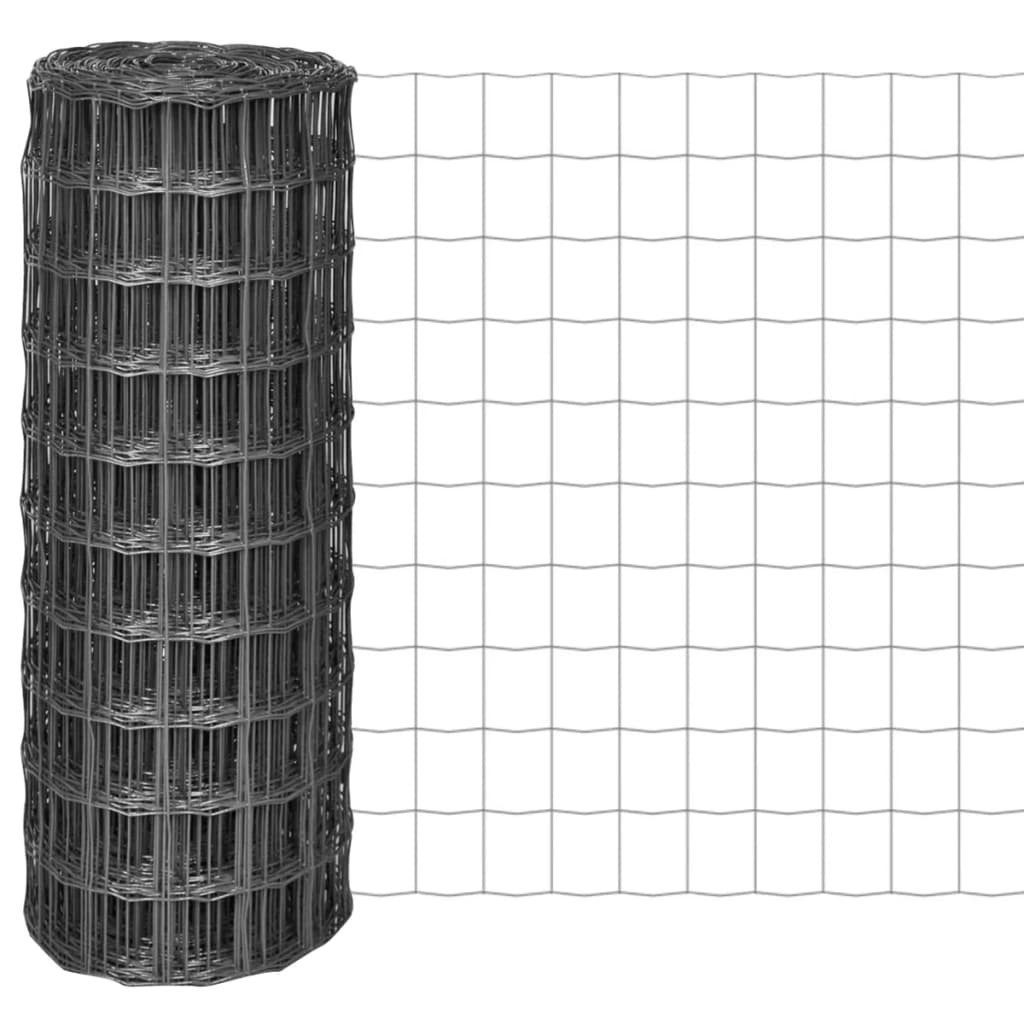 vidaXL Zaun vidaXL Drahtzäune PVC-beschichtetes Eisen Grau