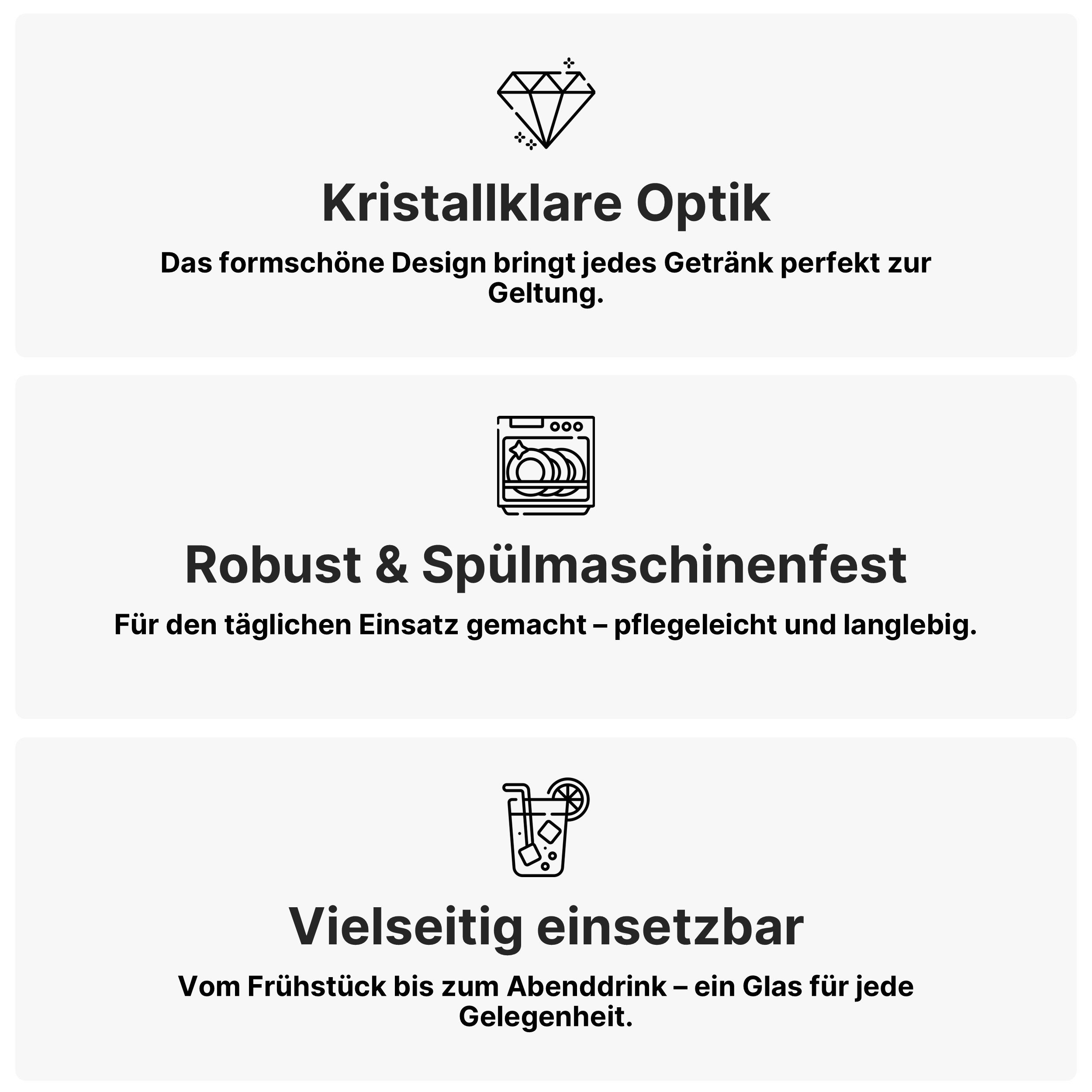 Brahmstein Gläser-Set Trinkgläser Set Wassergläser 6er Set für Cocktails Wasser, Softdrinks, 6-tlg., 6-teilig, Wassergläser-Set, 270ml – Bild 4 von 5