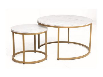 designimpex Couchtisch Design 2er Set Couchtisch GD-111 rund Tisch Wohnzimmertisch