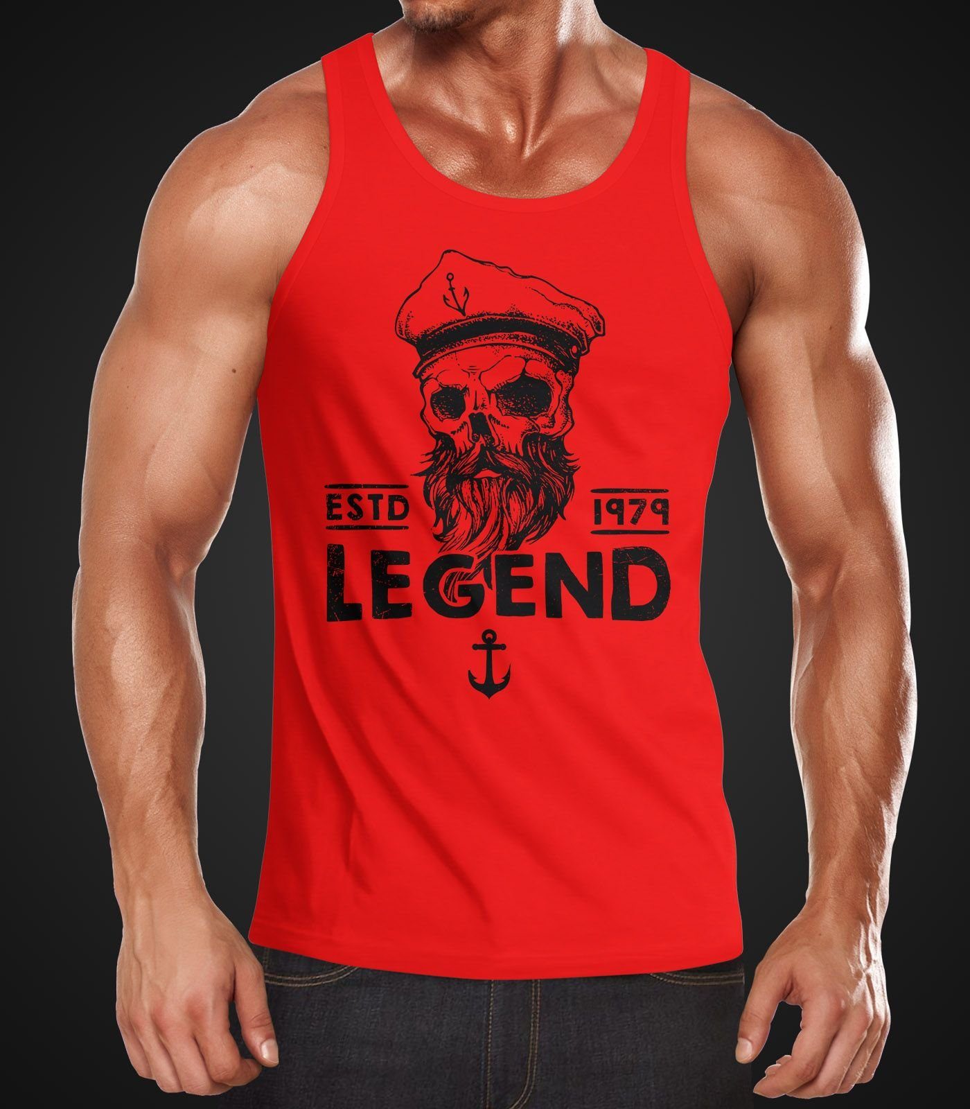 Neverless Tanktop Herren Tank-Top Skull Captain günstig online kaufen