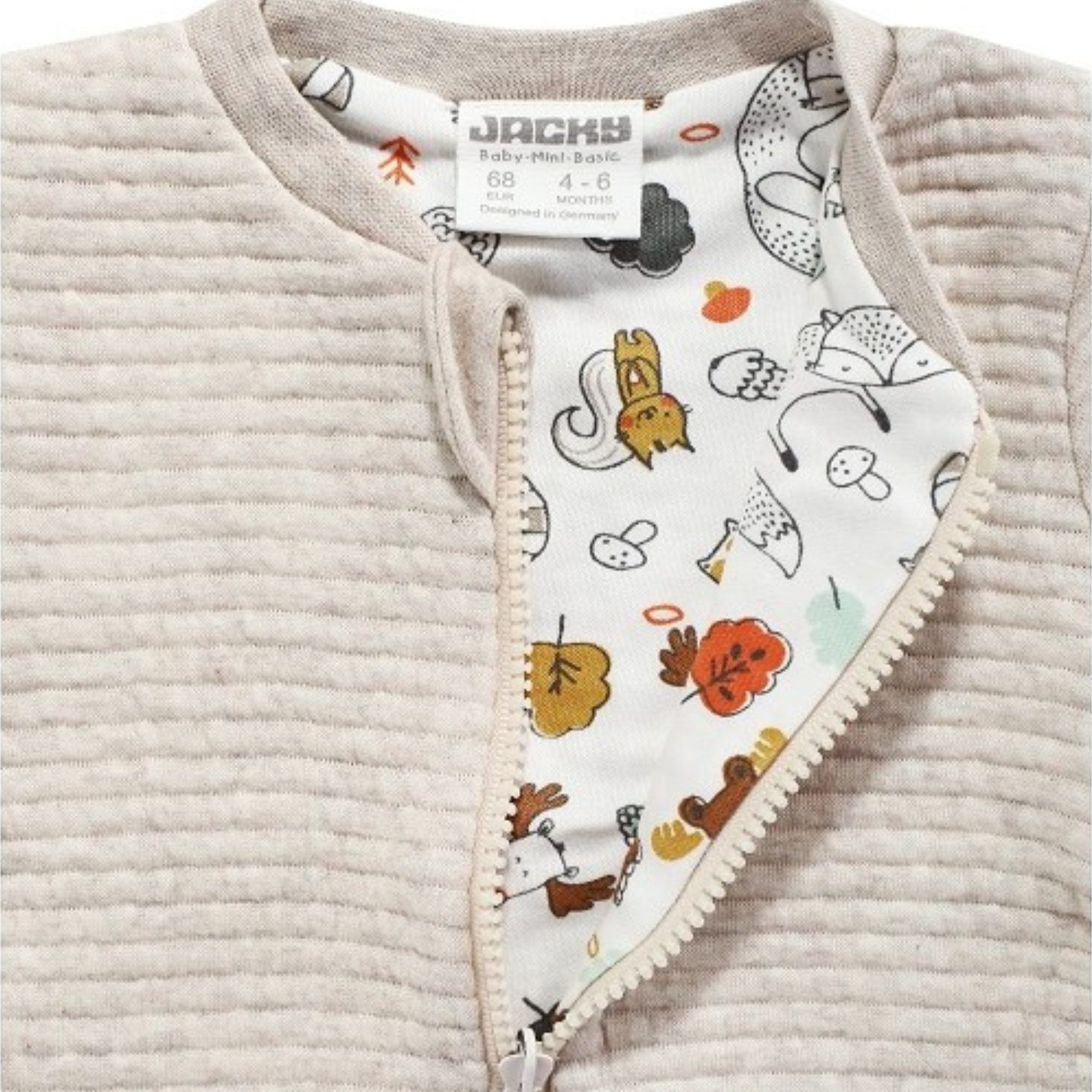 JACKY Wendejacke Babyjacke Übergangsjacke Forest - BEIGE Bequeme Passform, Besonders weich, Waldmotiv