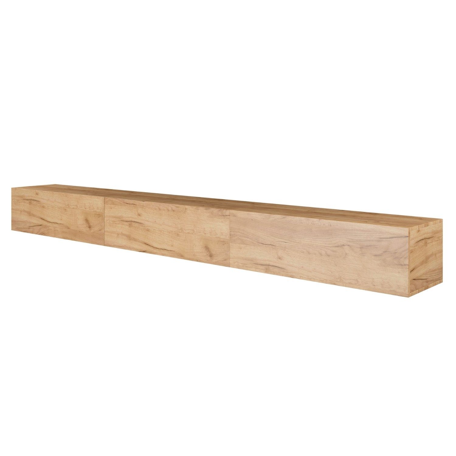Planetmöbel TV-Board WEST TV Board 300 cm (3 x 100 cm) (TV Lowboard, Fernsehschrank hängend oder stehend), Fernsehtisch 3x 100cm breit