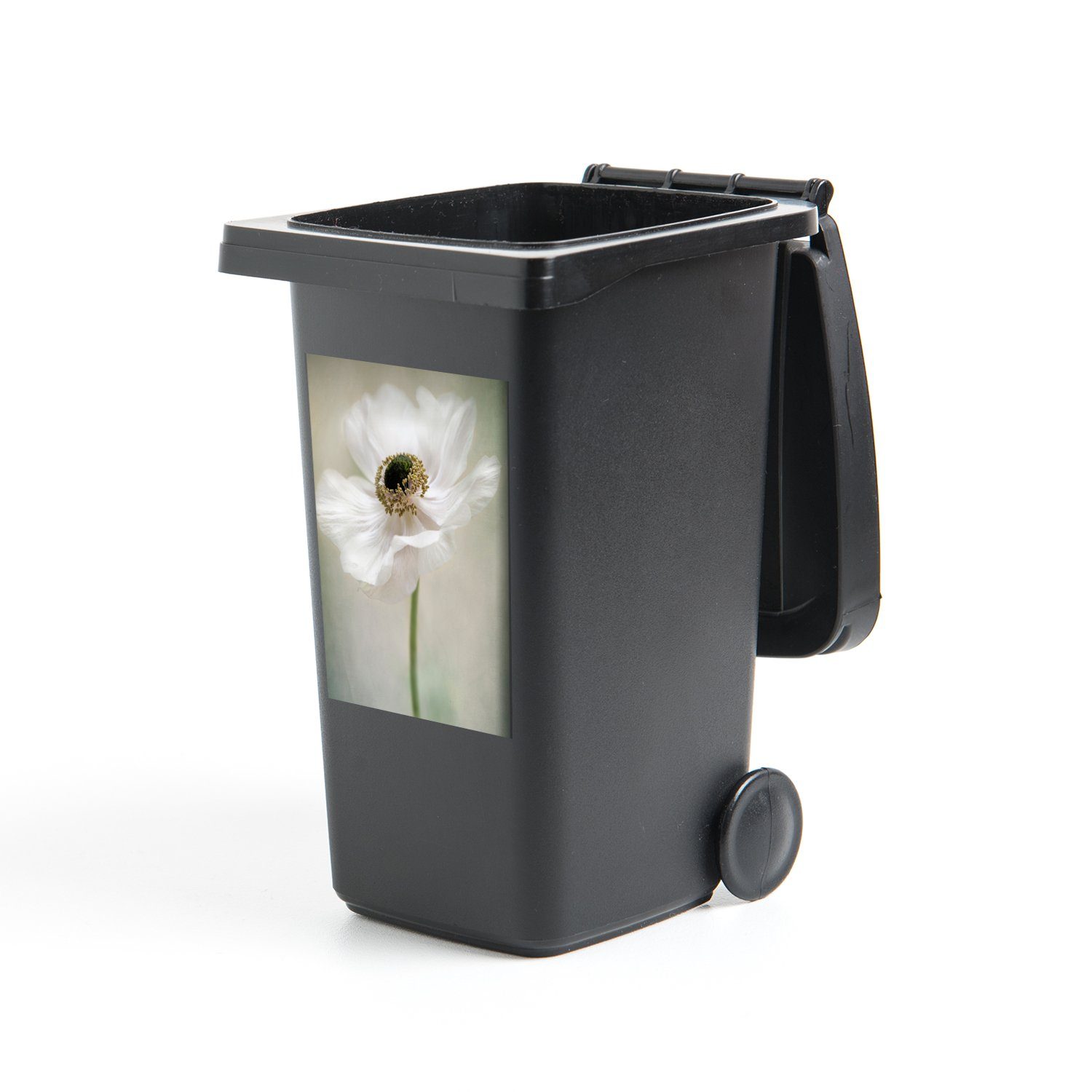 MuchoWow Wandsticker Blumen - Natur - Anemone - Weiß (1 St), Mülleimer-aufkleber, Mülltonne, Sticker, Container, Abfalbehälter