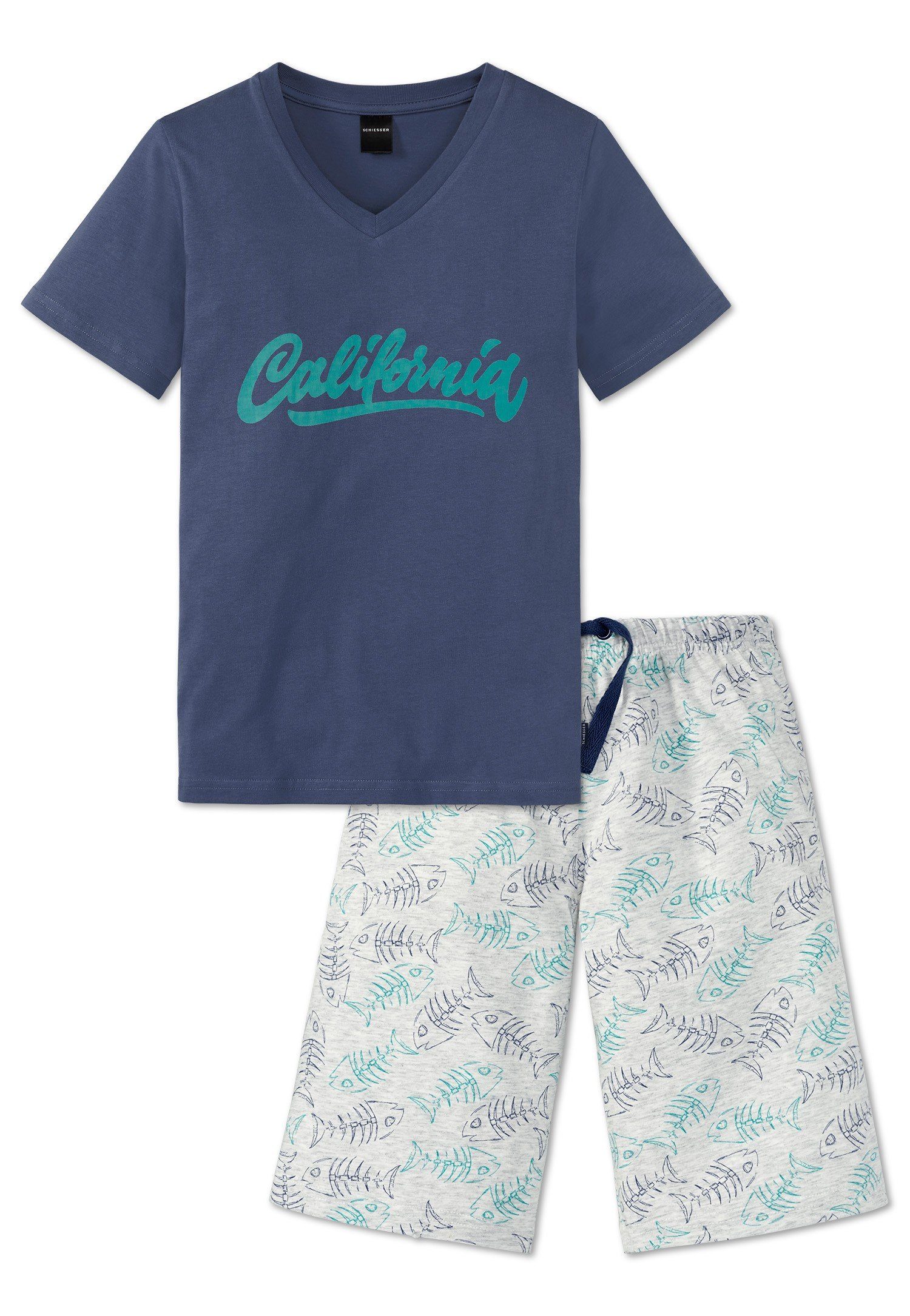 Schiesser Schlafanzug California (Set, Set) Jungen Schlafanzug kurz, Kurzarm, Single Jersey