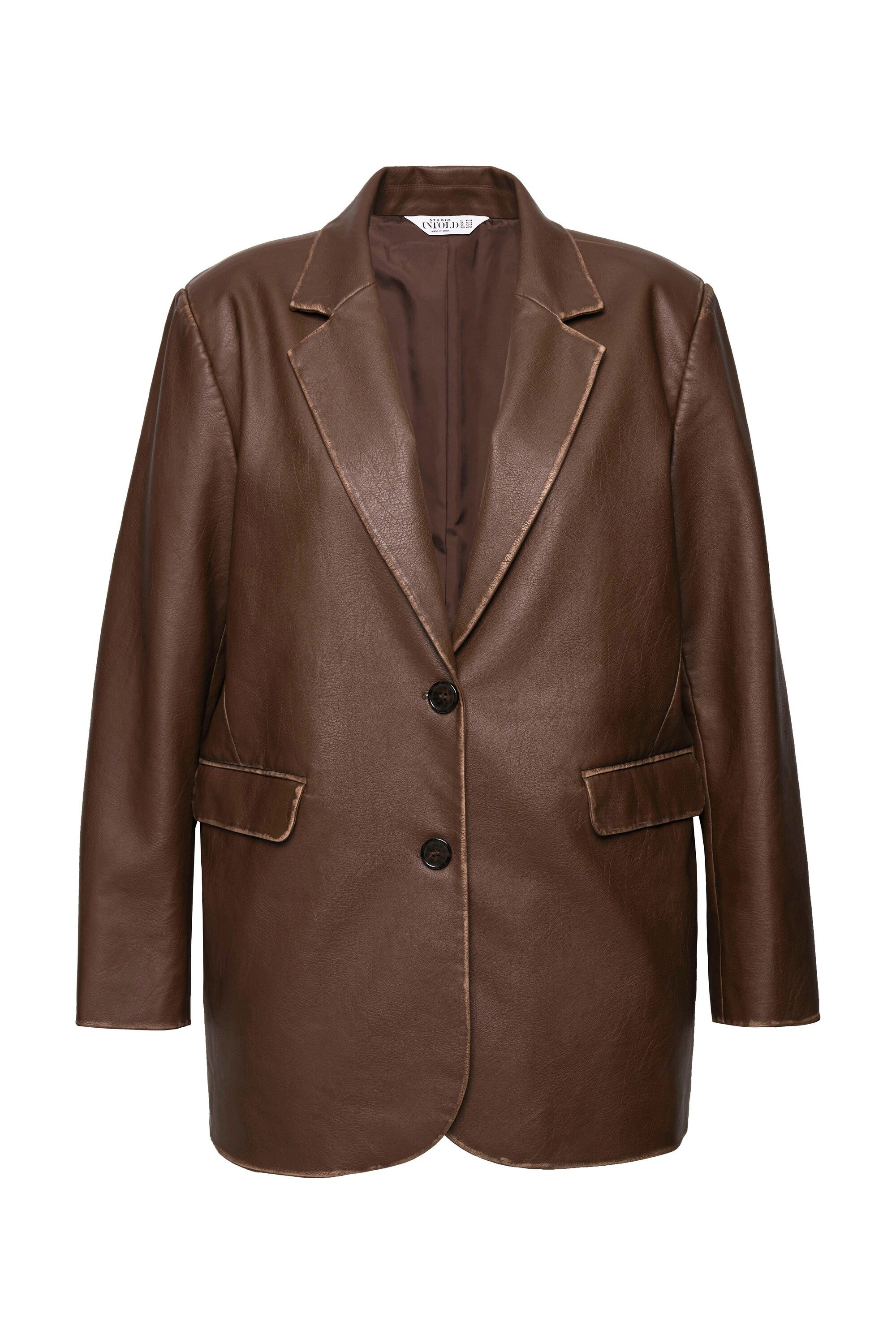 Studio Untold Blusenblazer Blazer Oversize-Shape Lederoptik Used-Look günstig online kaufen