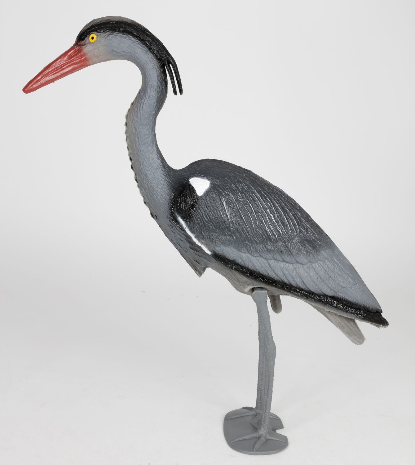 BURI Gartenfigur XL Fischreiher Teichvogel als Graureiher Vogelschreck aus Kunststoff