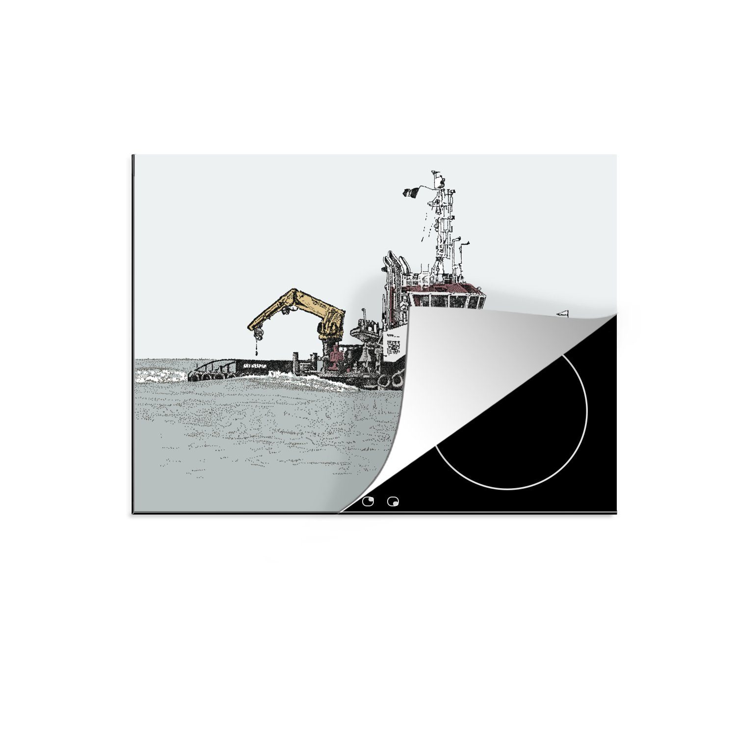 MuchoWow Herdblende-/Abdeckplatte Eine Illustration eines großen Schleppers, Vinyl, (1 tlg), 70x52 cm, Mobile Arbeitsfläche nutzbar, Ceranfeldabdeckung