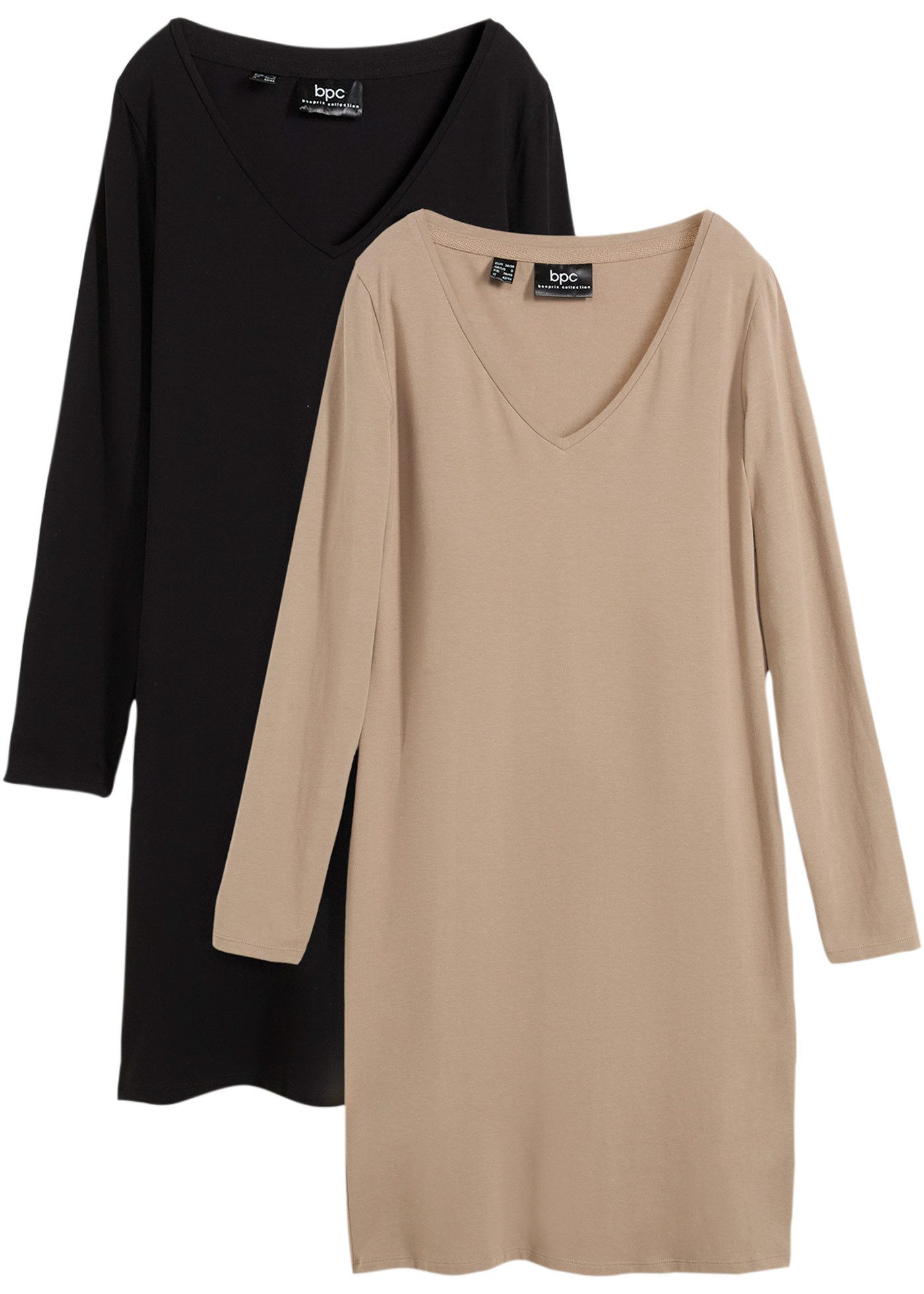 bonprix Jerseykleid (Packung, 2-tlg., 2) im 2er Pack, mit V-Ausschnitt günstig online kaufen