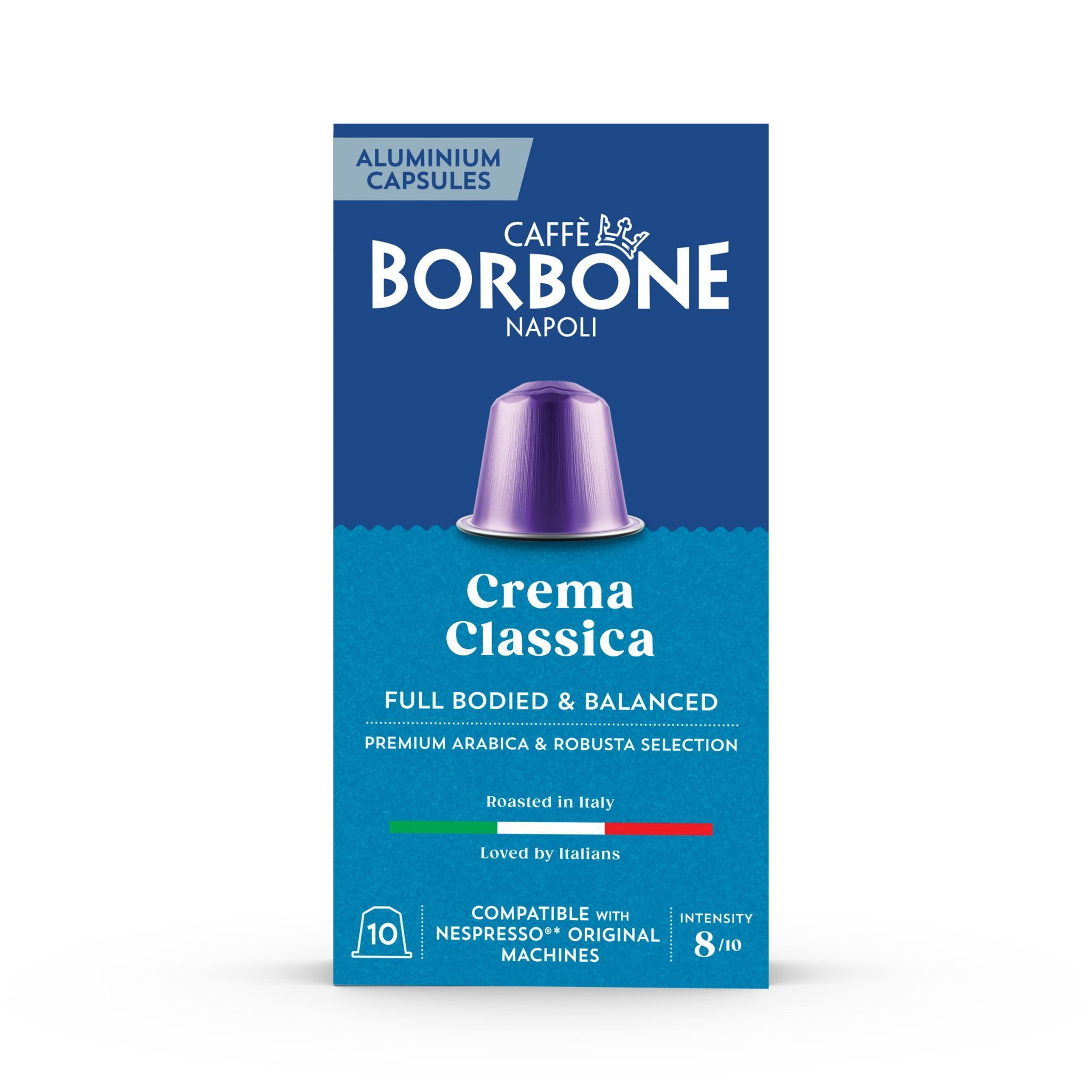 Caffè Borbone Kaffee Caffè Borbone Selection Crema Classica – 100 Aluminium-Kapseln, (10x10 Kapseln, Intensität 8/10, Ideal für 30-60ml, Vollmundig & ausgewogen)