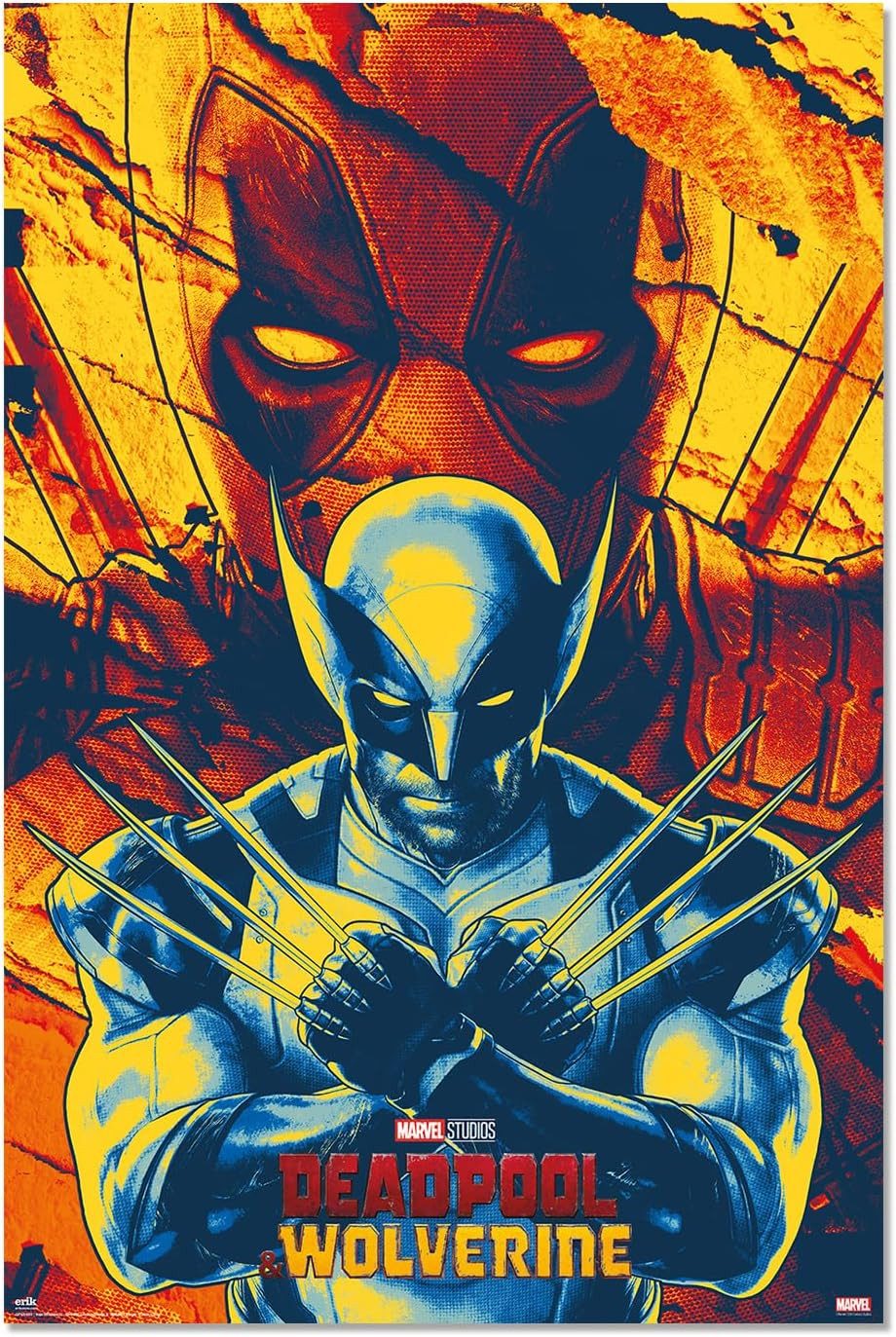 Poster Marvel - Wolverine & Deadpool - Faces - Poster Druck Größe 61x91,5 cm