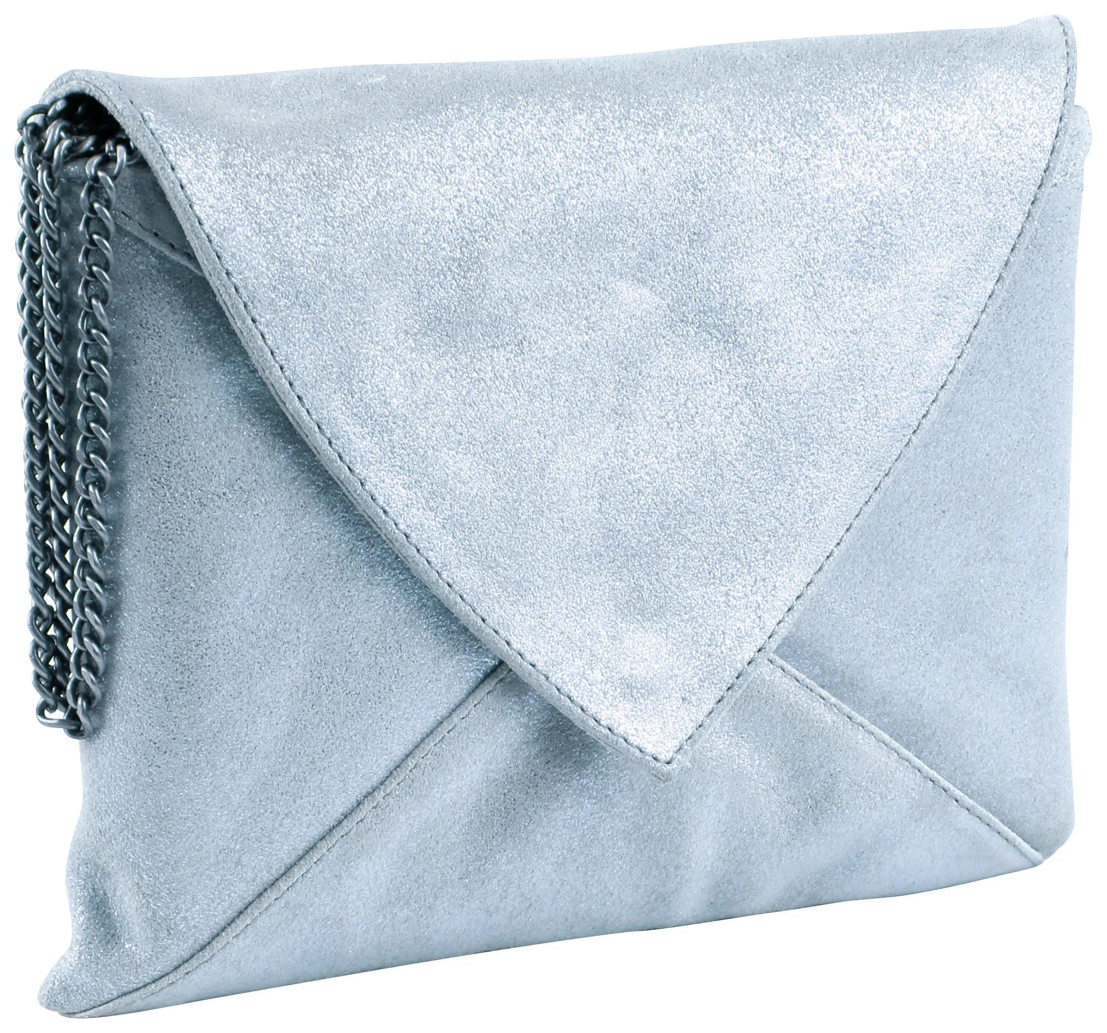 Handtasche 2x Handtasche/Clutch Leder KOLLEKTION FEDER 20x14cm Blau 400052C