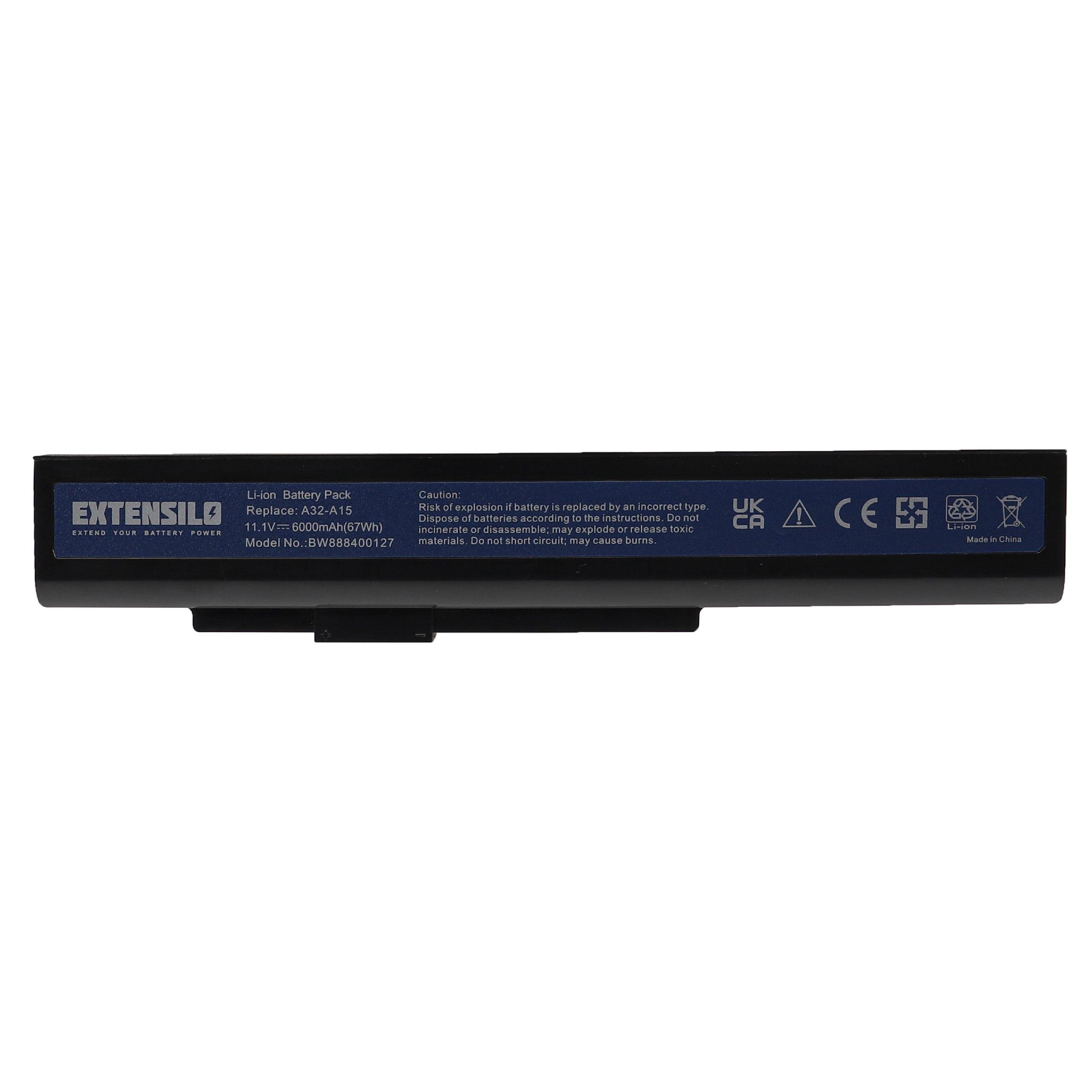 Extensilo kompatibel mit DNS Q2532N, 153734, 142750, 158636, 157908, 157296 Laptop-Akku Li-Ion 6000 mAh (11,1 V)