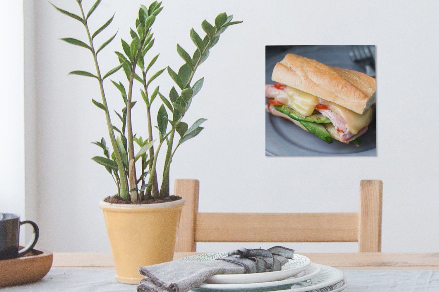 OneMillionCanvasses® Leinwandbild zum Leinwand Reichhaltig für (1 Schlafzimmer Wohnzimmer gefülltes Bilder Mittagessen, St), Toastbrot