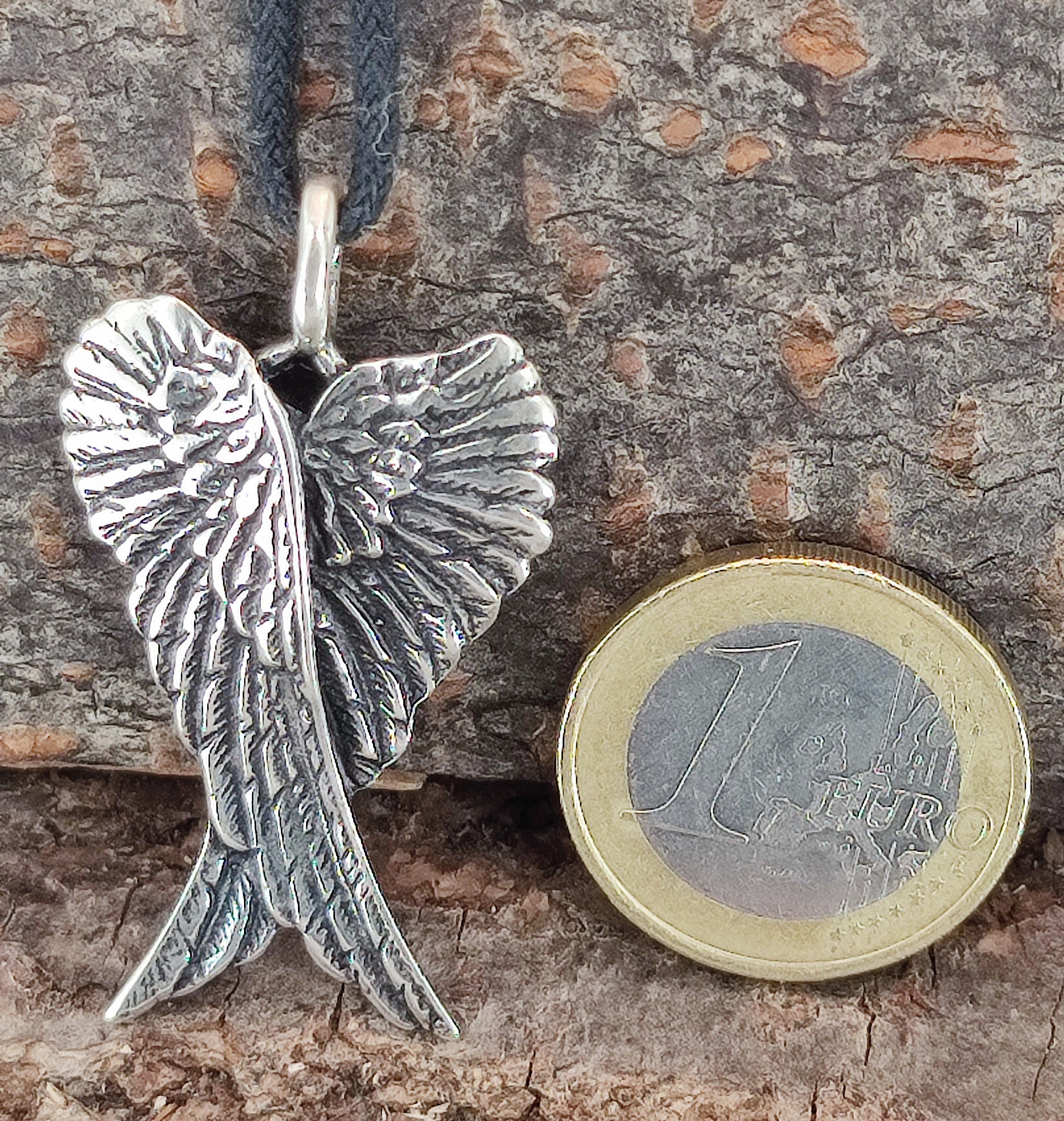 Engelsflügel of Schutzengel Flügel Leather Kettenanhänger Engelflügel, Silber Engel (Sterlingsilber) Kiss 925