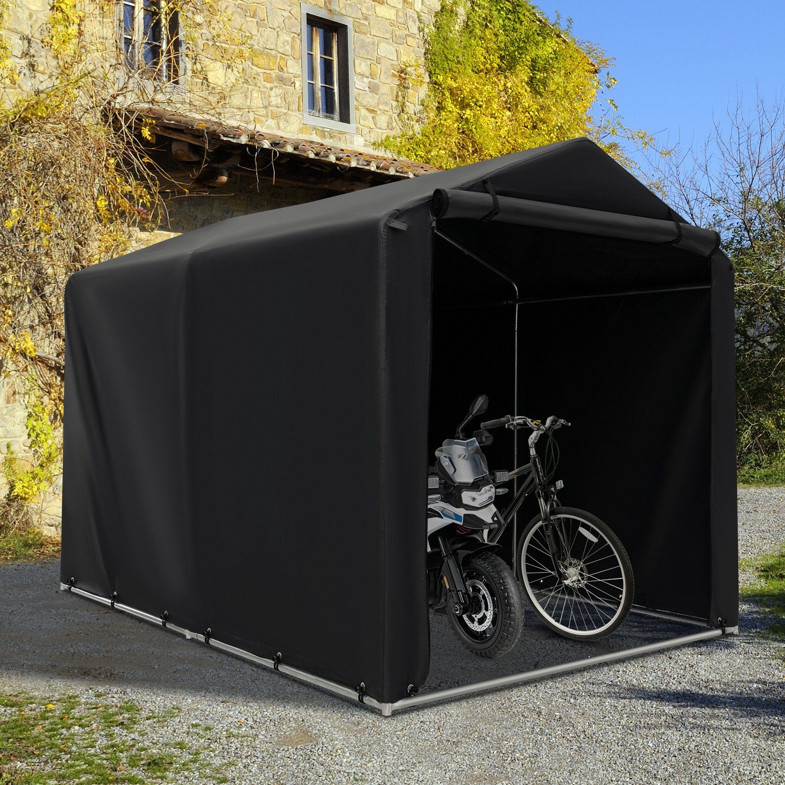 COSTWAY Fahrradschutzhülle (1-St), mit Reißverschlusstür, wasserdicht, 160x218x164cm