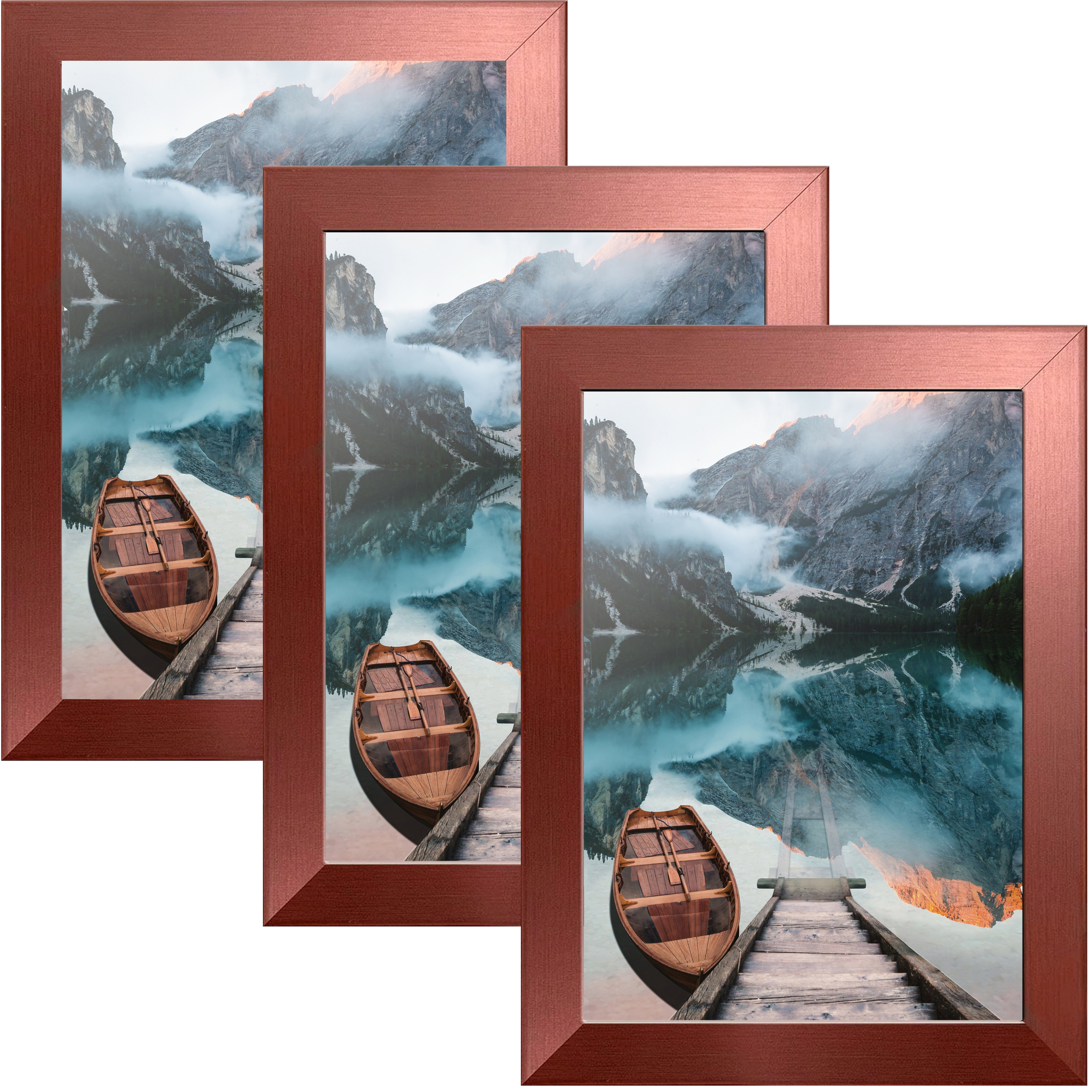 CABBEL Bilderrahmen MDF Holz-Rahmen, Acrylglas, Collagen, Portraits, Bilder-Foto, Urkunden, für 3 Bilder (Spar-Set), 3er Set Bilderrahmen 21x30 (A4) in Rose Gold, Modern, Schmal, Fotorahmen, Ideal für Fotogalerie, Wanddeko, Lifestyle