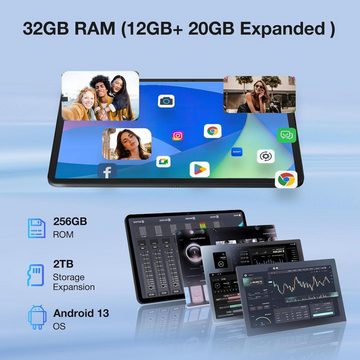 DOOGEE Helio G99 Octa-Core-Prozessor Gaming GMS/GPS/Widevine L1 Tablet (12", 256 GB, Android 13, 4G LTE /5G WiFi, Kraftvolle Leistung & Vielseitigkeit: Das moderne Multimedia-Erlebnis)