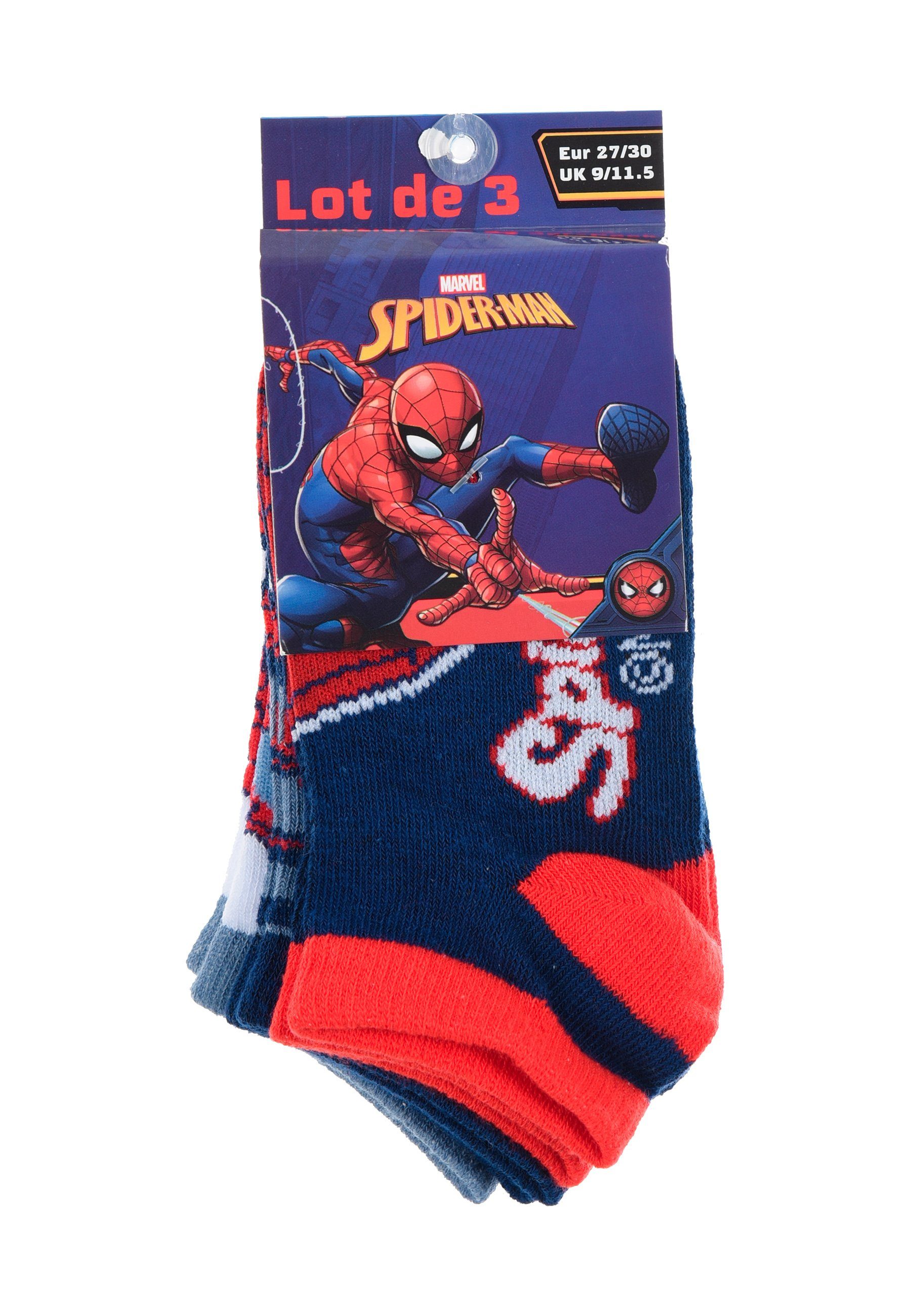 Spiderman Sneakersocken Spider-Man Kinder Socken Sneaker Strümpfe Jungen (3-Paar)