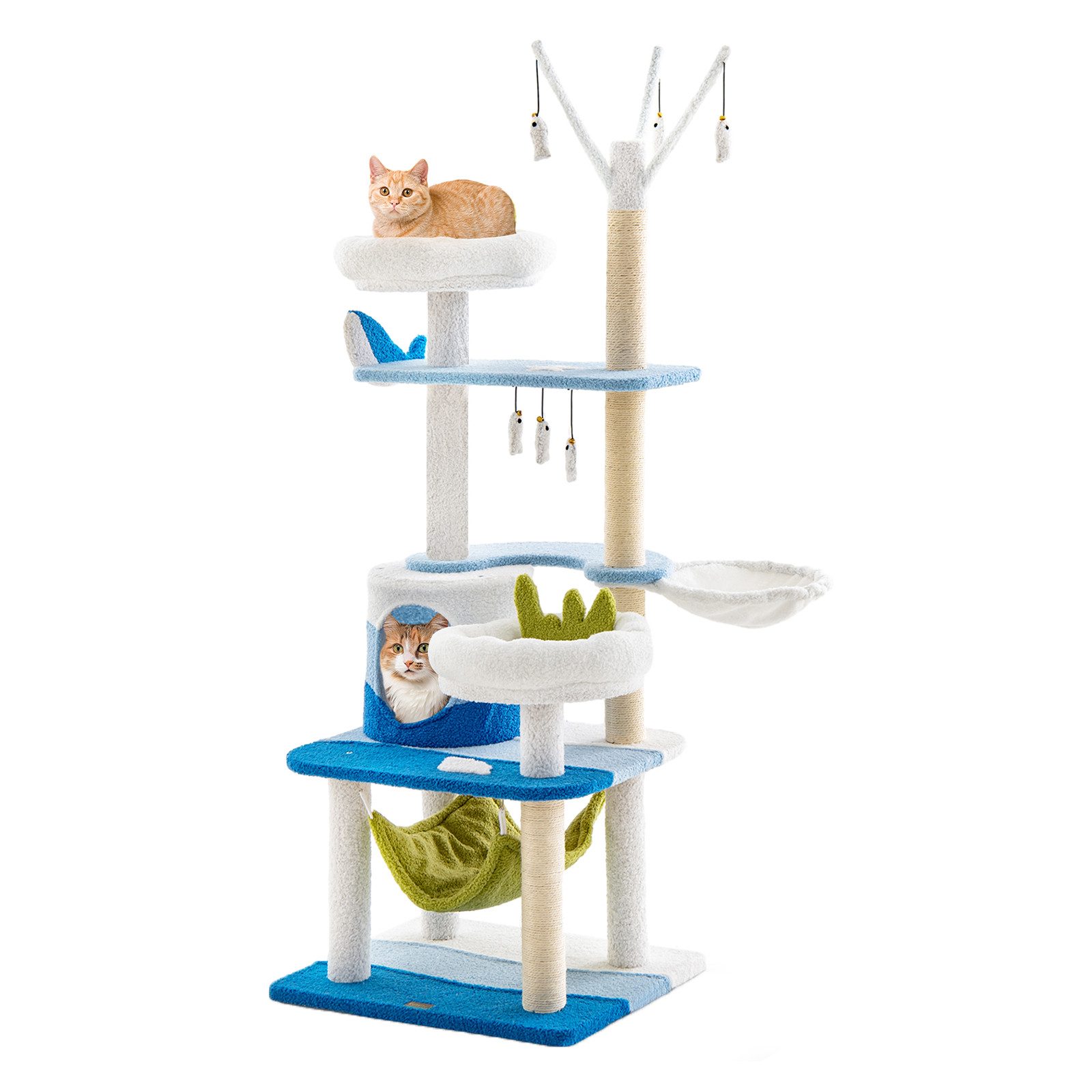 COSTWAY Kratzbaum, 165cm stabiler Katzenbaum, xxl