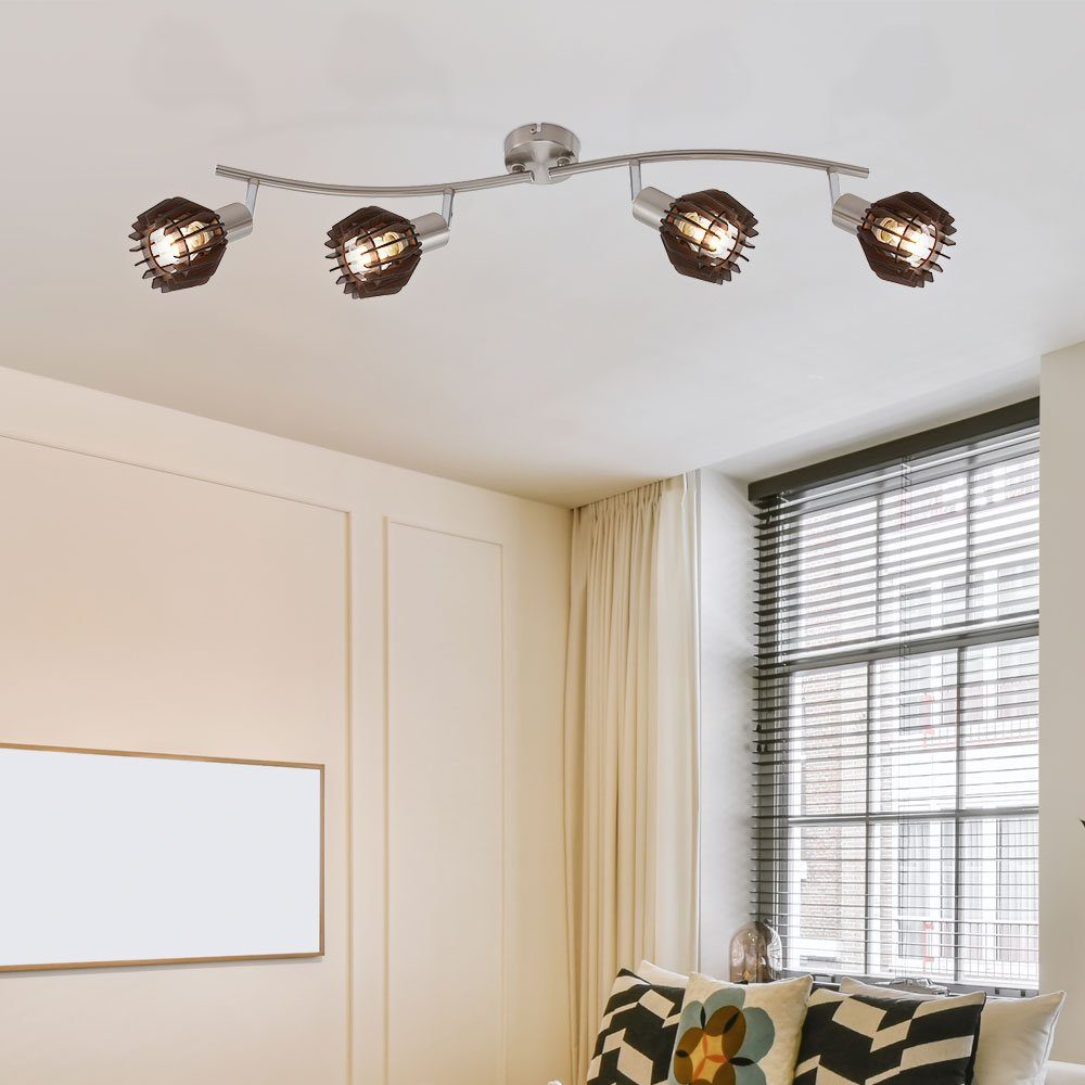 Briloner Leuchten LED Deckenspot, Leuchtmittel nicht inklusive, Deckenleuchte schwenkbar Wohnzimmerleuchte Holz Lamellen