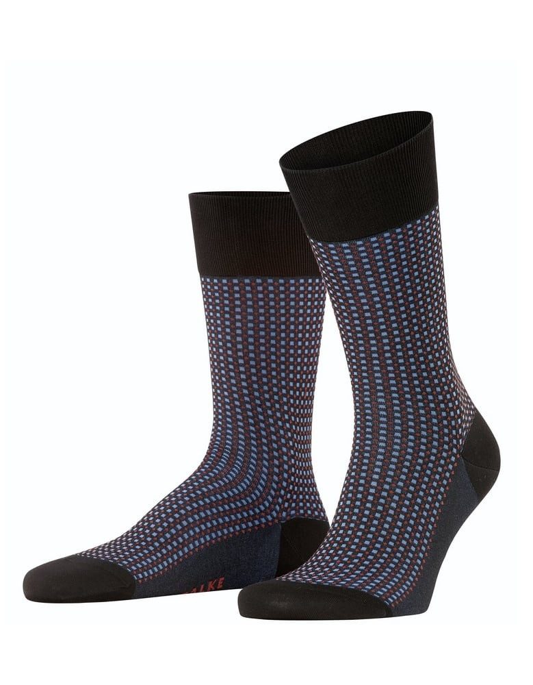 FALKE Socken Tagessocke Crew Uptown Tie (modisches Design, Baumwolle) schwarz