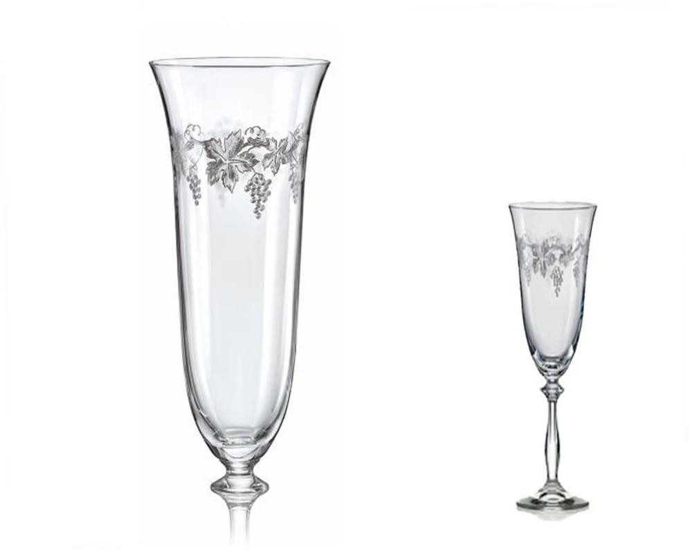 Crystalex Sektglas Royal C5299 Traube 190 ml 6er Set, Kristallglas, Kristallglas, 6 identische Gravur, Pantografie