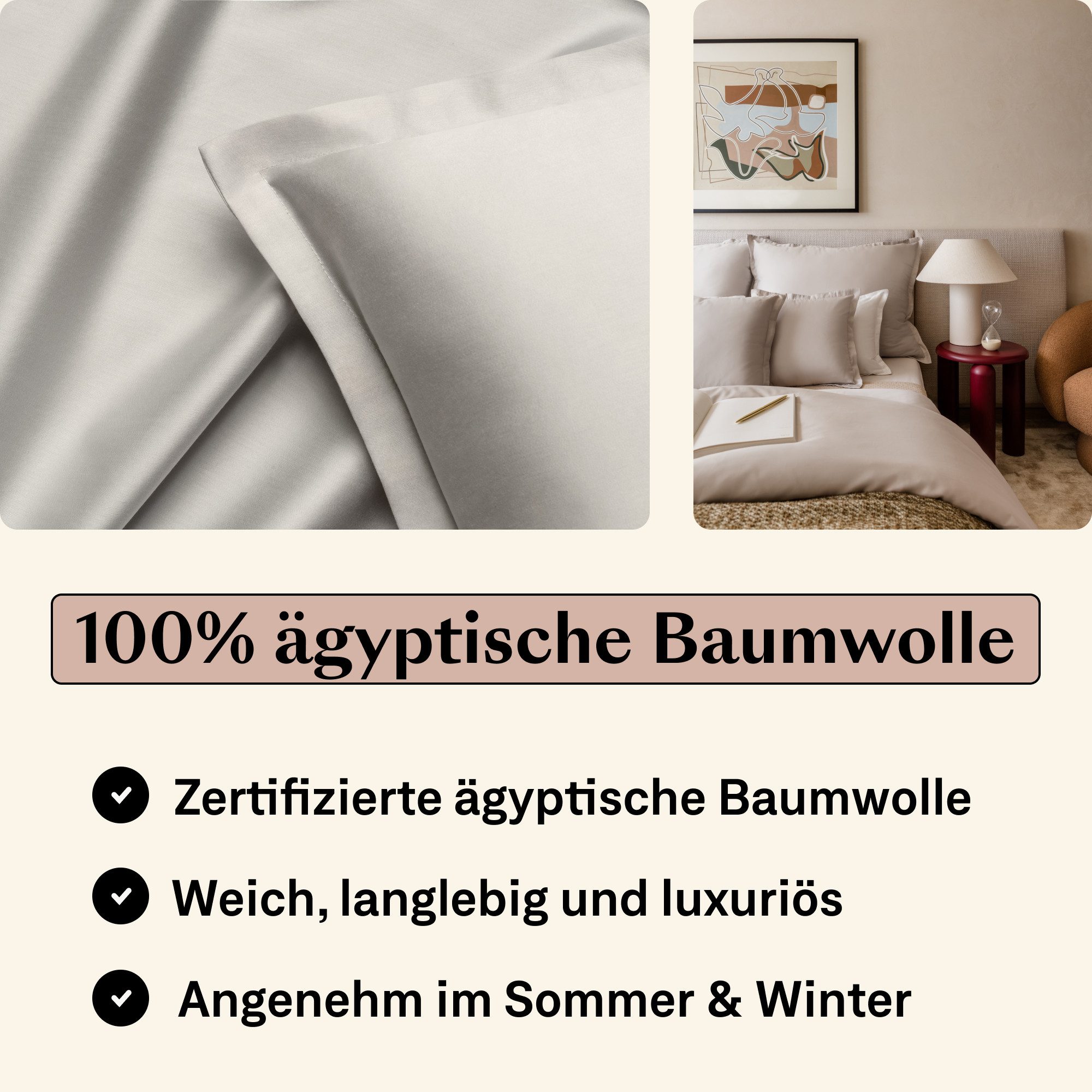 Amqua Bettwäsche Luxus Mako Satin, 100% günstig online kaufen