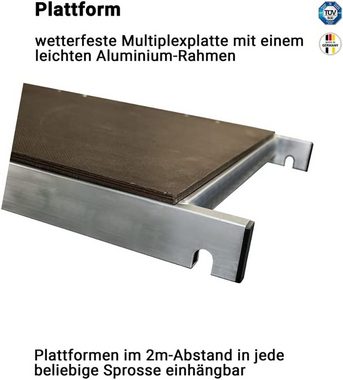 ALTEC Aluminium Fahrgerüst ALTEC Rollfix 2.0 mit Ø150mm Rollen und Wandanker, Made in Germany, maximale Arbeitshöhe 10 Meter