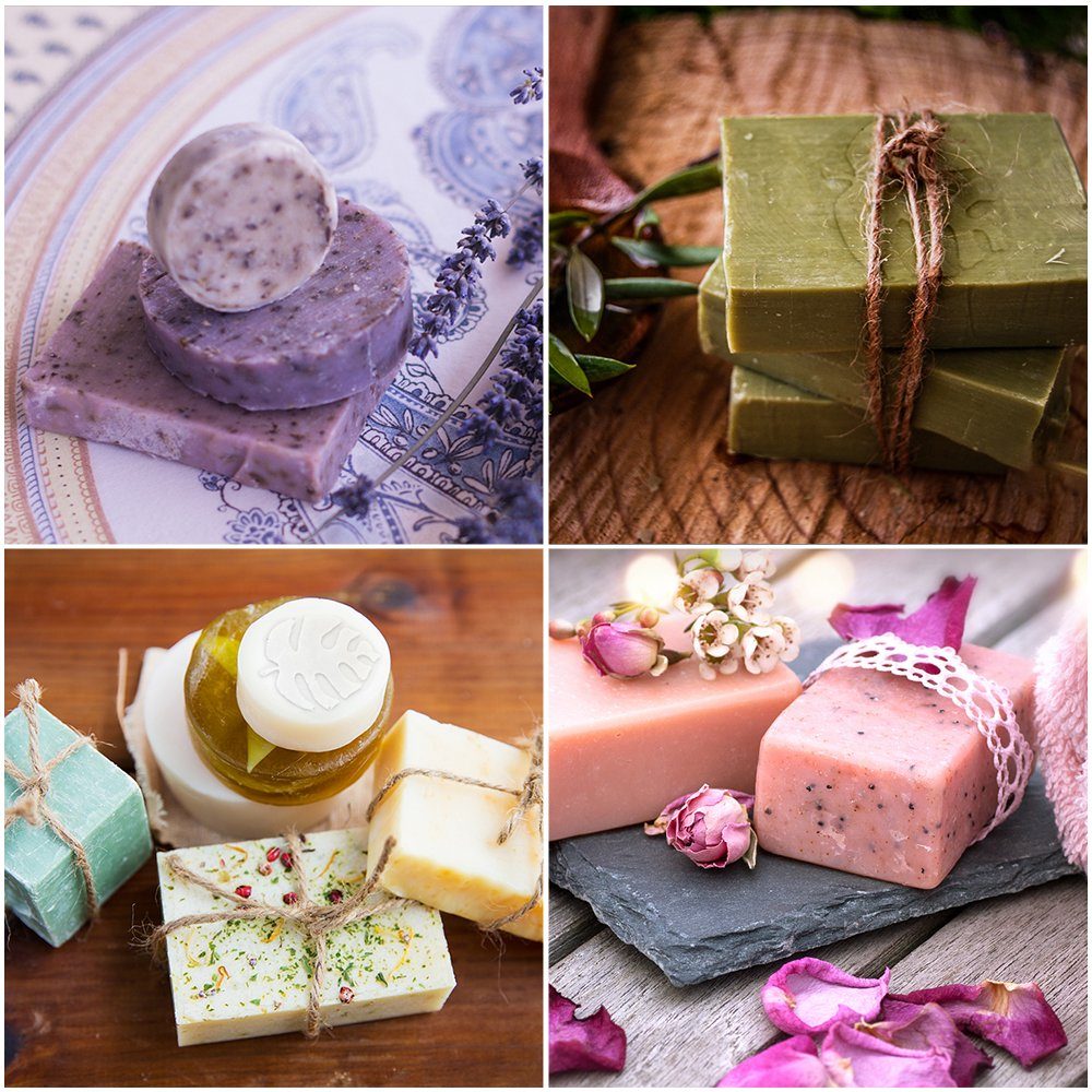 OSTWOLKE Seifen-Set Seifen Silikonform Set DIY Seifen selber Machen Set, 1-tlg., Starterkit mit Seifenbasis, Silikonform, 6 ätherische Ole & 6 Farben