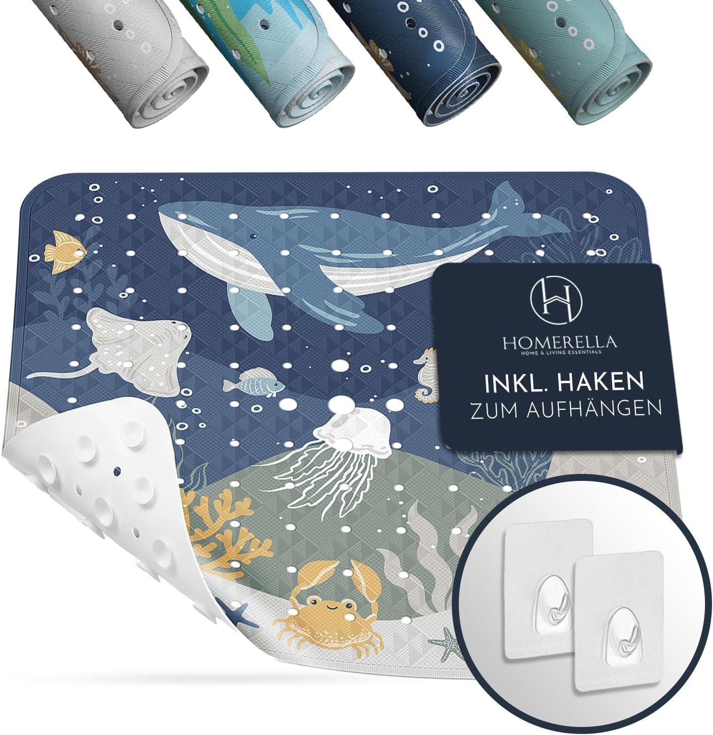 Homerella Duschmatte rutschfest Kinder - 100% BPA frei Inkl. 2 Haken zum Au günstig online kaufen