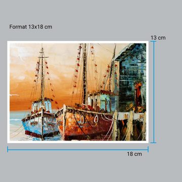wandmotiv24 Poster Fischerboote, Hafen, Kunst, Kunst & Gemälde (1 St), Wandbild, Wanddeko, Poster in versch. Größen