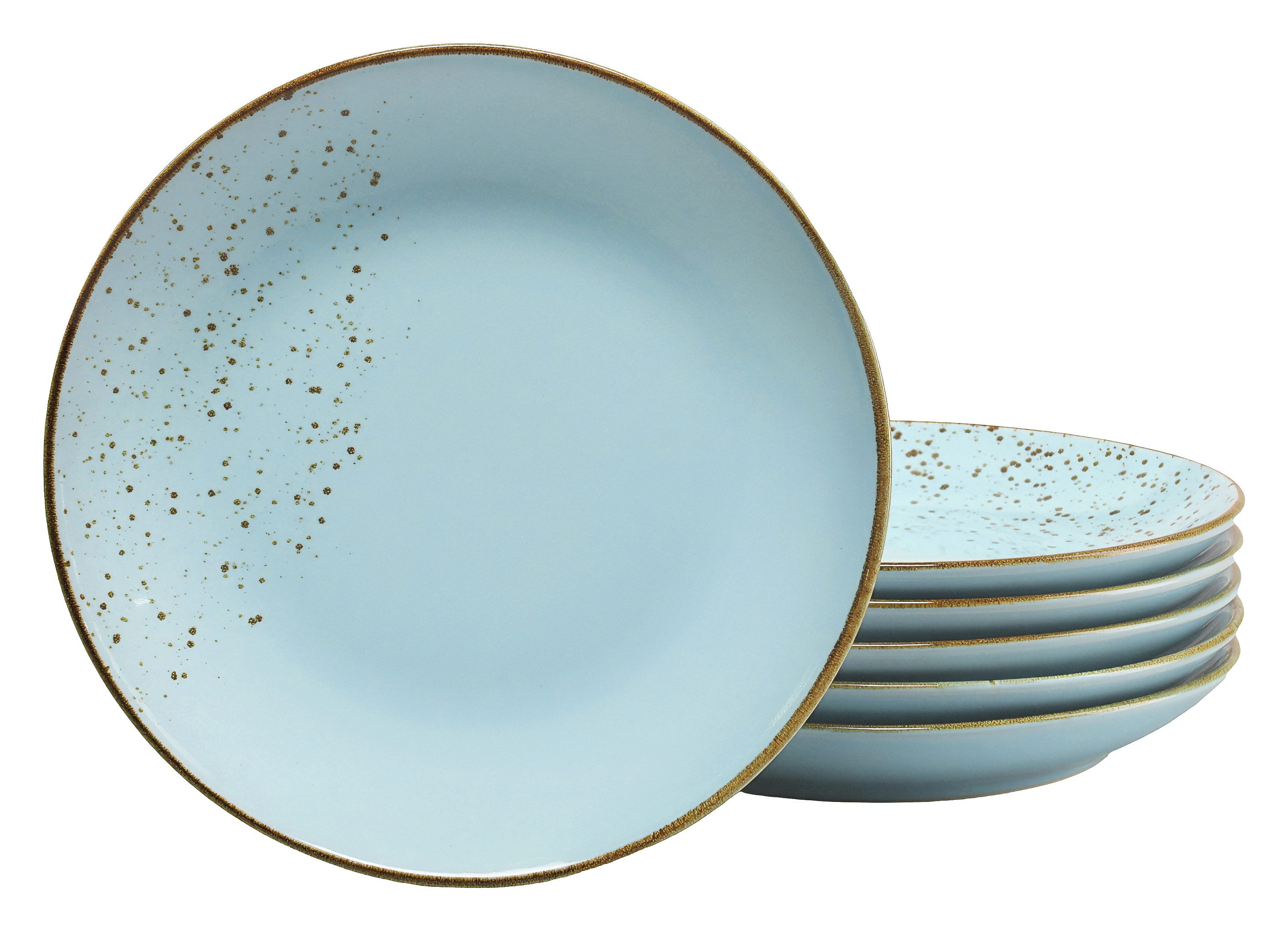 CreaTable Dessertteller Essteller NATURE COLLECTION, (6 St), Teller Set für 6 Personen, Ø 21 cm, Steinzeug