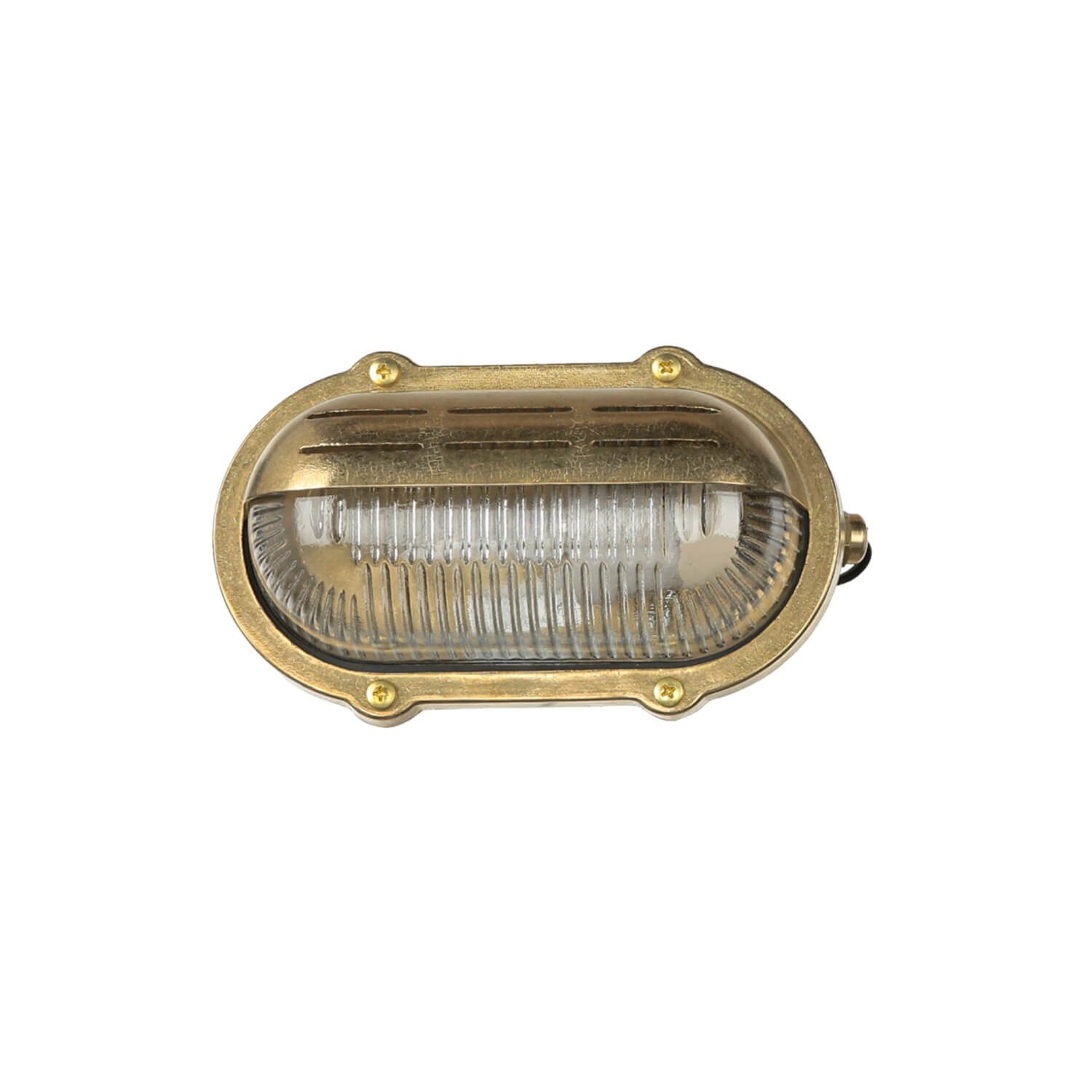 Licht-Erlebnisse Außen-Wandleuchte SKIATHOS, ohne Leuchtmittel, Außenleuchte Messing IP64 rostfrei robust Riffelglas Haus Terrasse