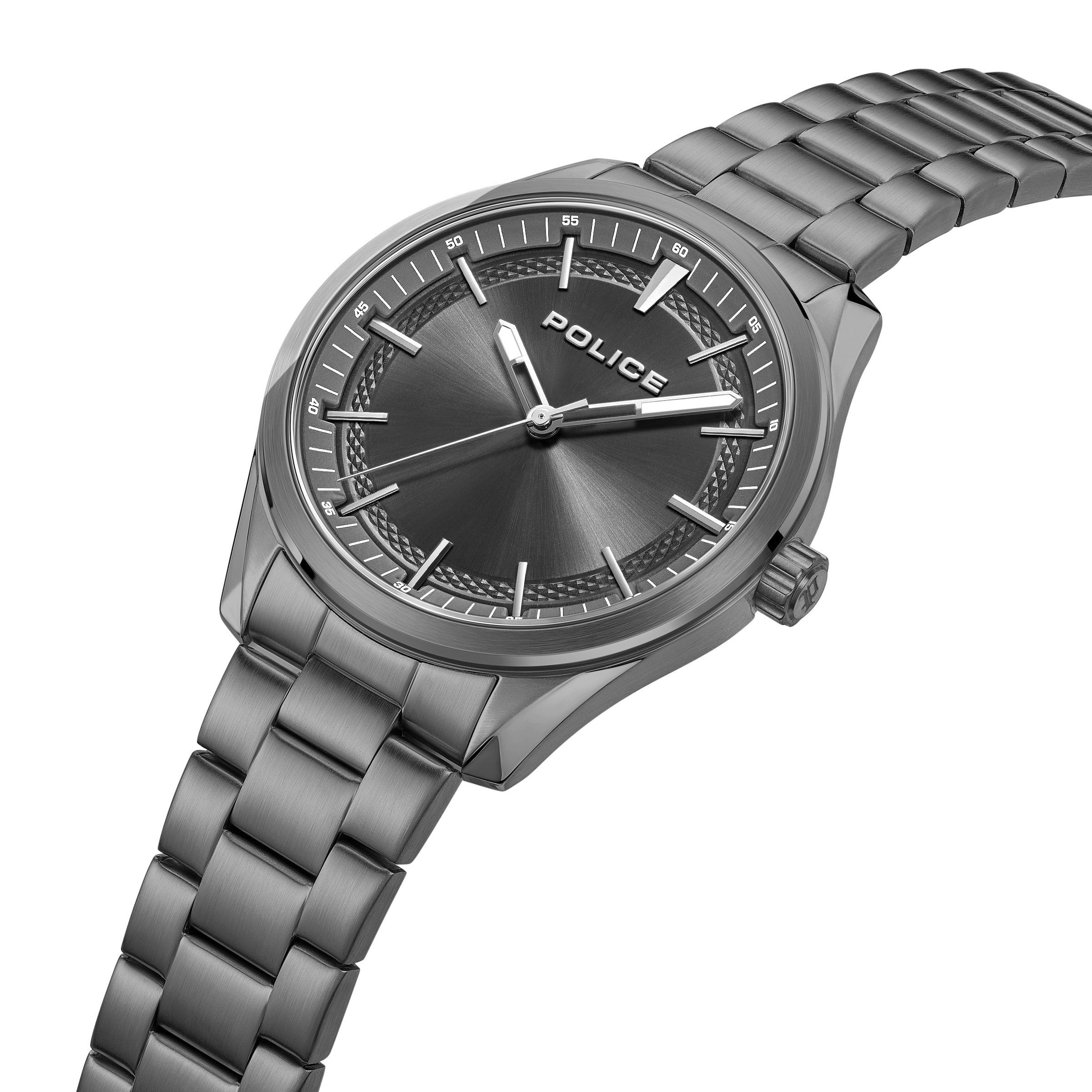 Police Quarzuhr Grille PEWJG0018206, Armbanduhr, Herrenuhr, Edelstahlarmband, analog