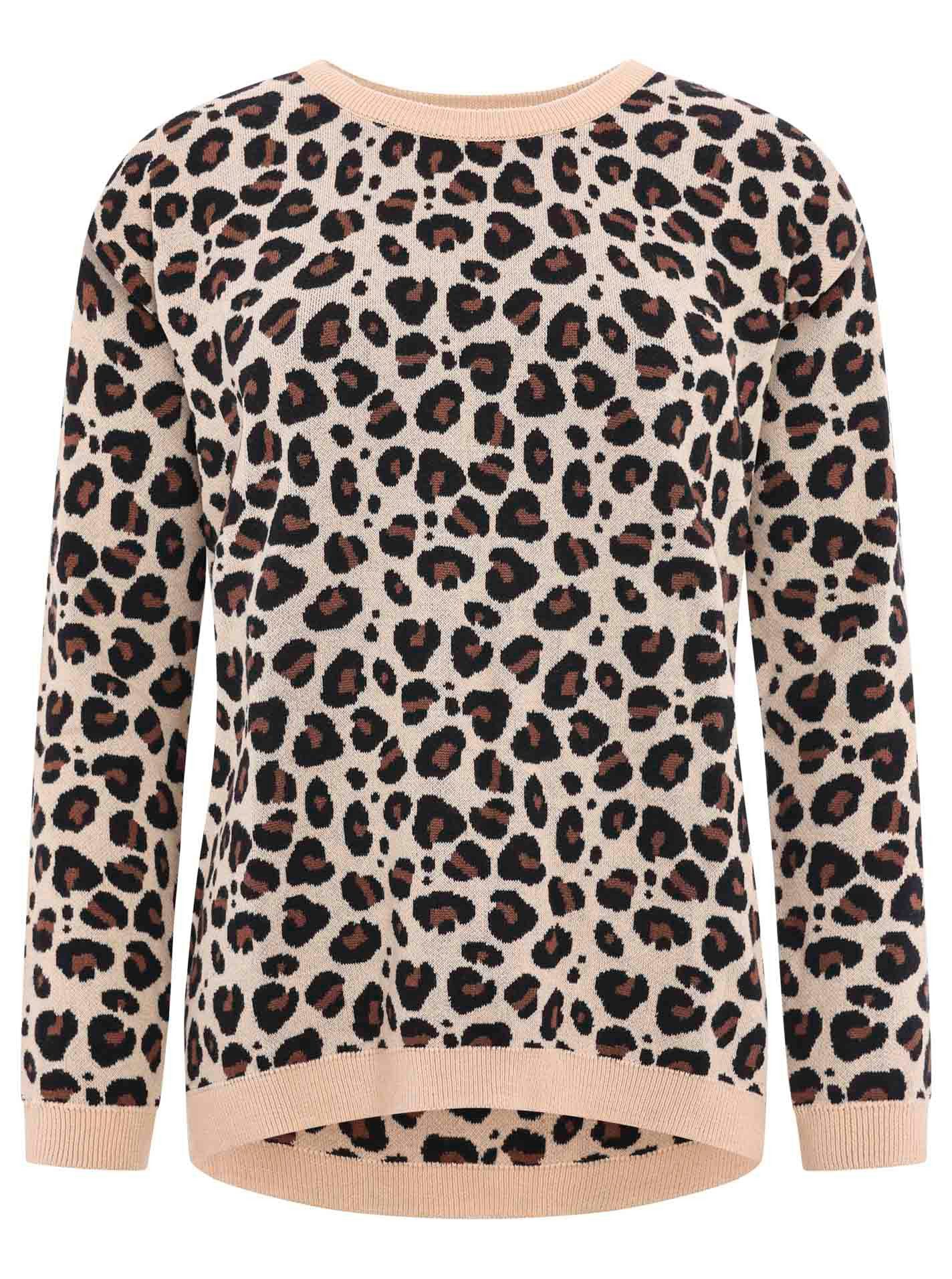 Zwillingsherz Strickpullover "Gestrickter-Leo" Animal-Muster, Rundhalsaussc günstig online kaufen