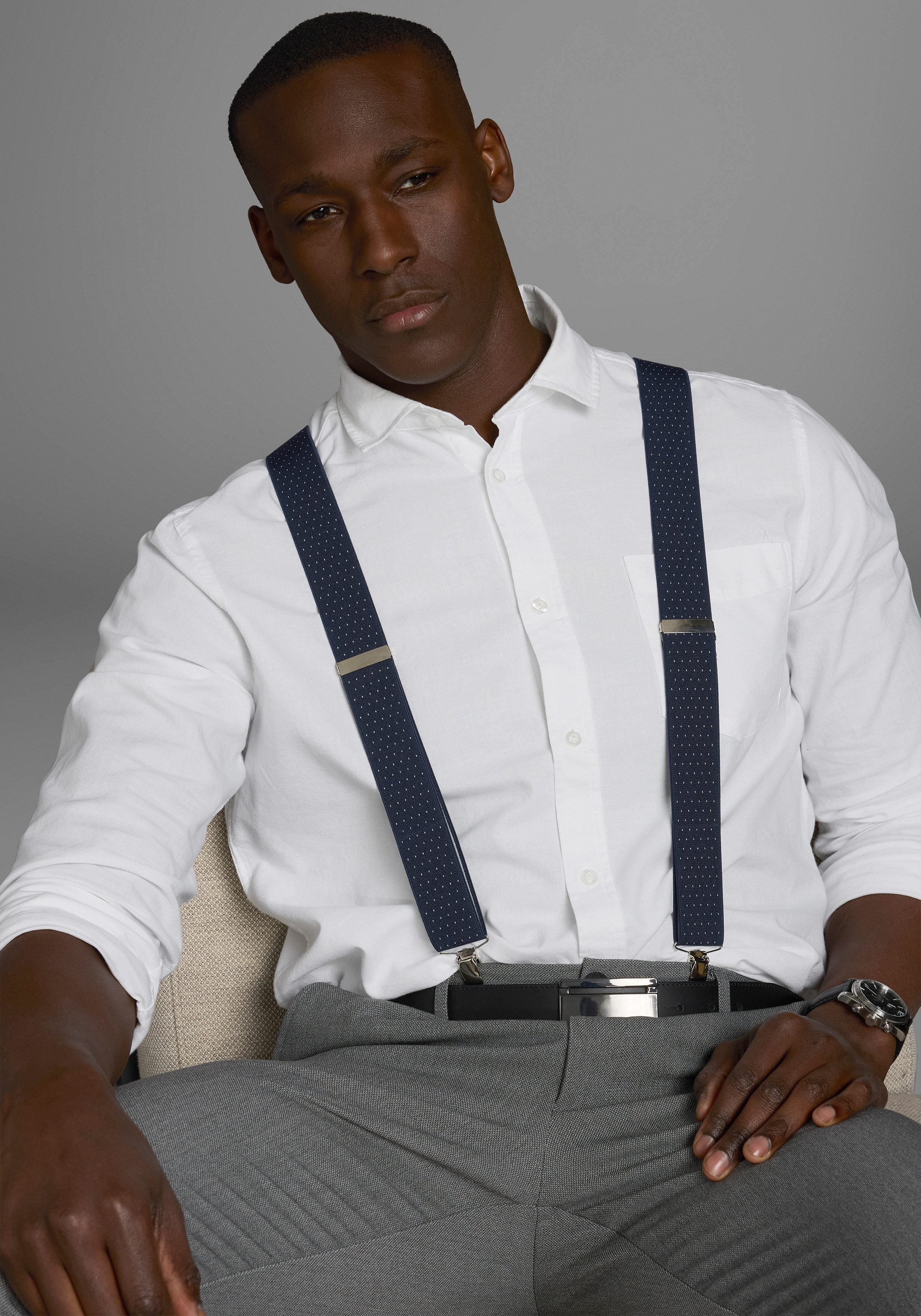 Man's World Подтяжки in bequemer Breite & extra Длина bis 130cm - neue Farbe jeansblau
