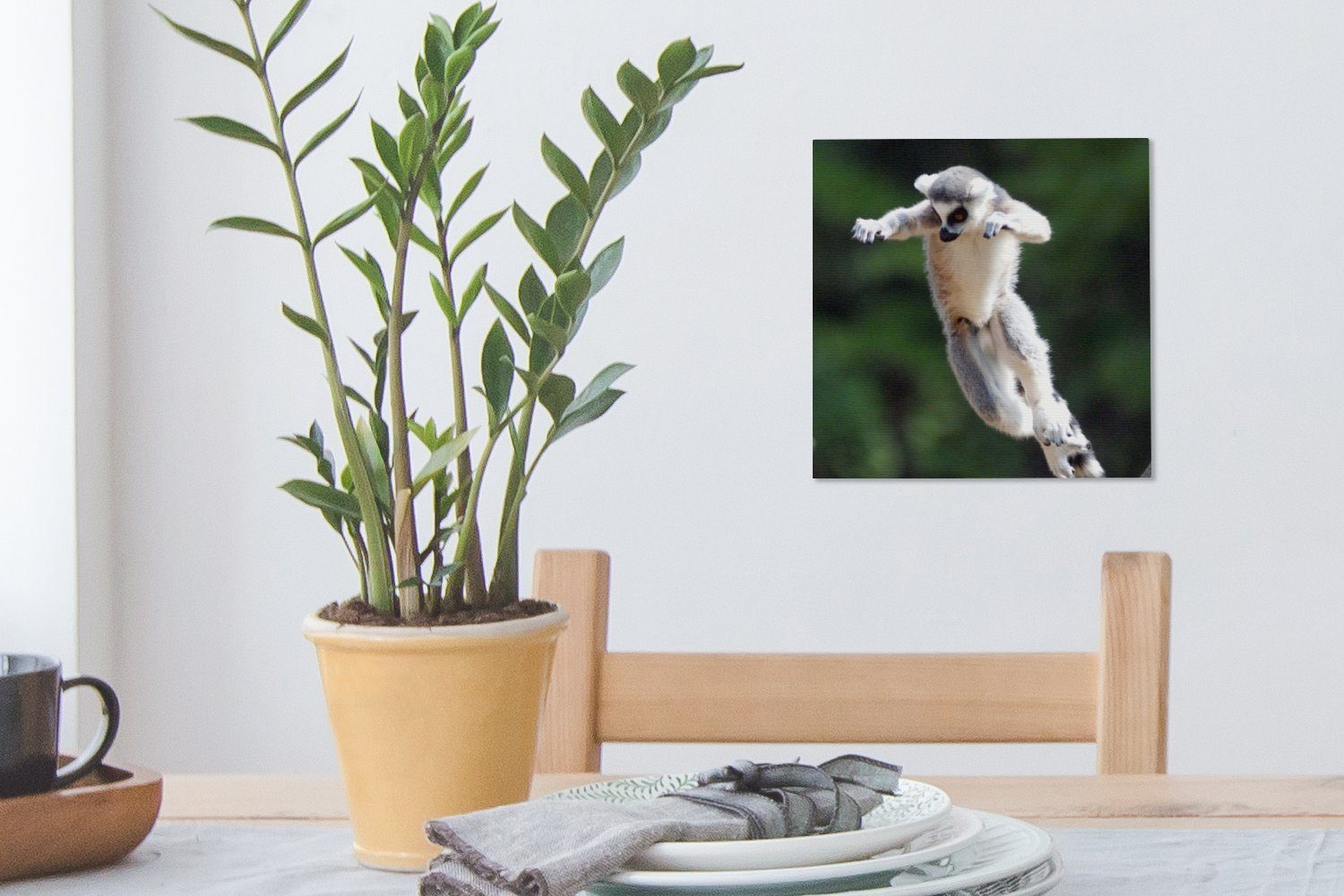 Leinwand Bilder St), OneMillionCanvasses® (1 für Leinwandbild Affe - Wohnzimmer Schlafzimmer Baum, - Ringschwanzlemur