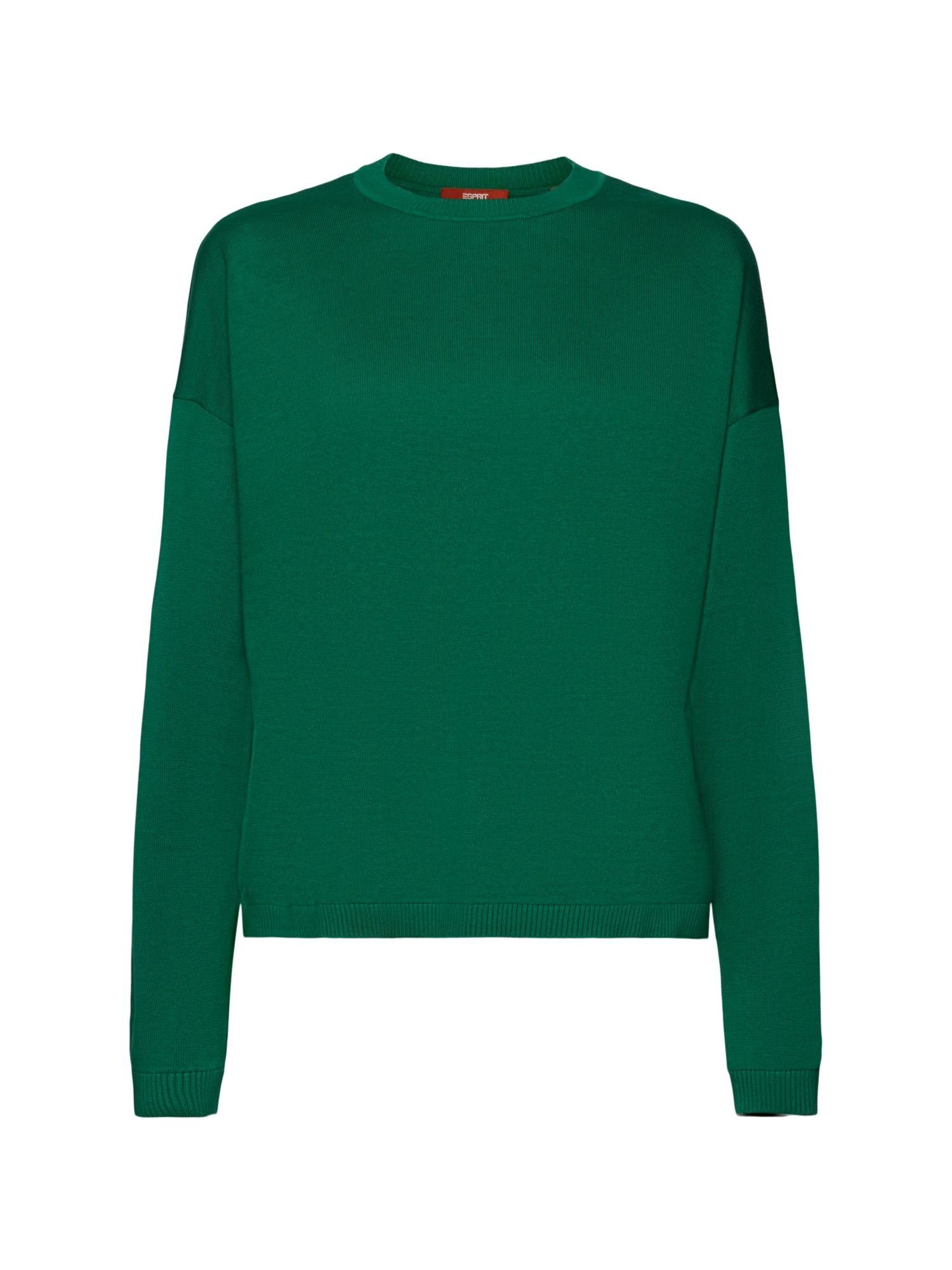 Esprit Rundhalspullover Oversize Pullover, 100 % Baumwolle DARK GREEN