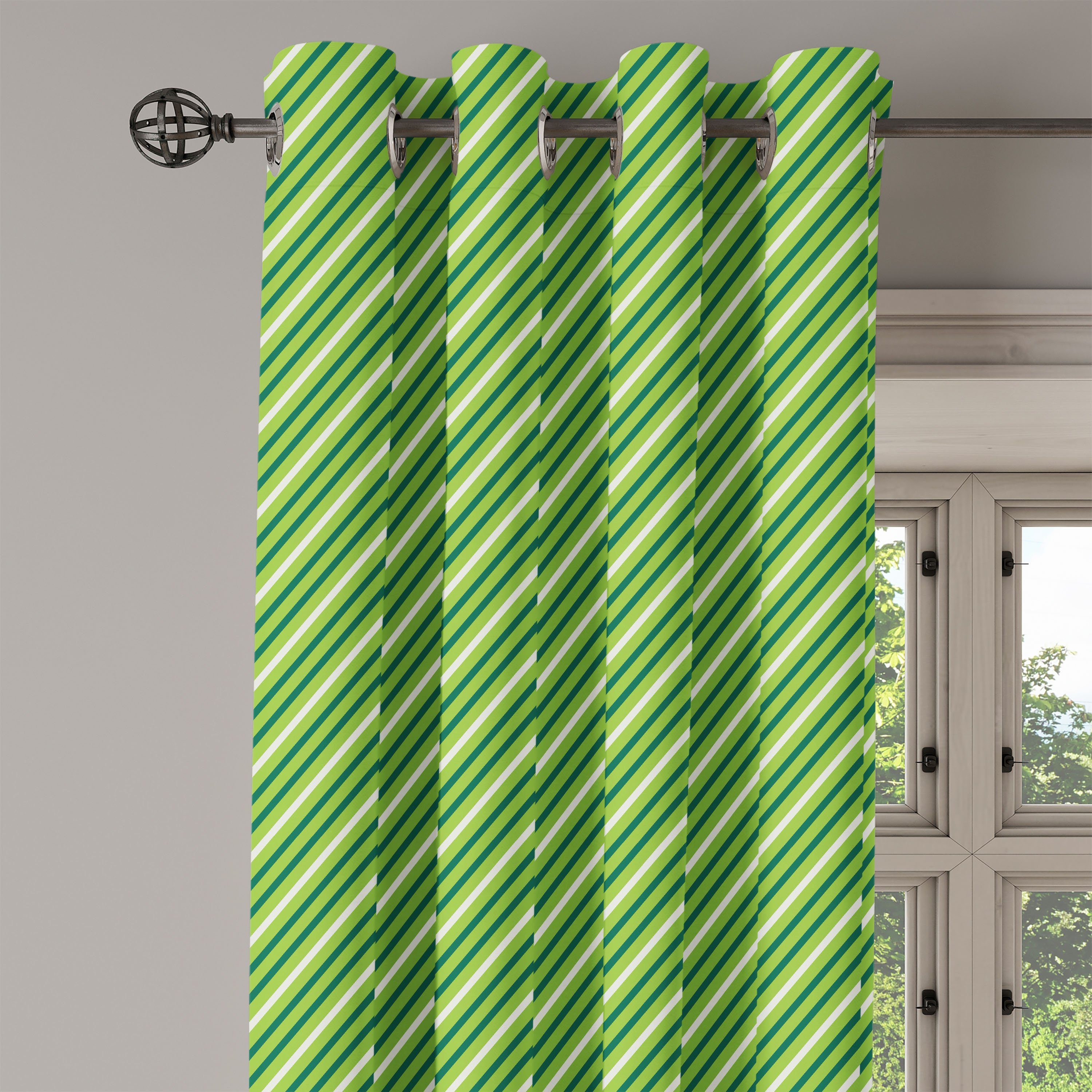 Wohnzimmer, gestreiftes für Geometrisch Dekorative Muster Abakuhaus, 2-Panel-Fenstervorhänge Schlafzimmer Irish Gardine