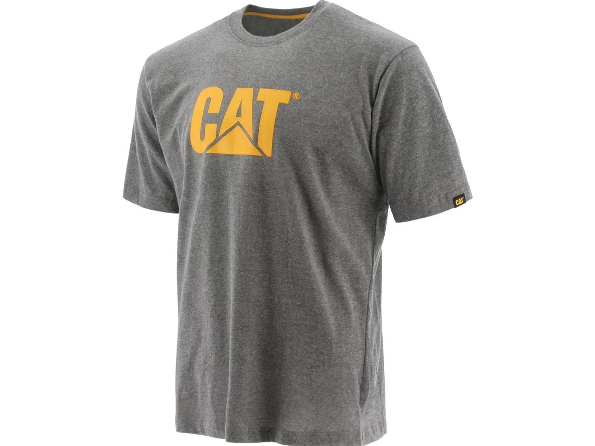 CAT T-Shirt TM Logo Dunkelgrau M aus Baumwolle, mit Rundhalsausschnitt