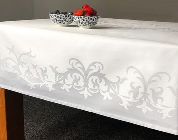 Libusch® Tischdecke DAMAST-Tischdecke Prinzipal, weiß, ornamentales Muster, Größe wählbar (1-tlg), Jacquardgewebe