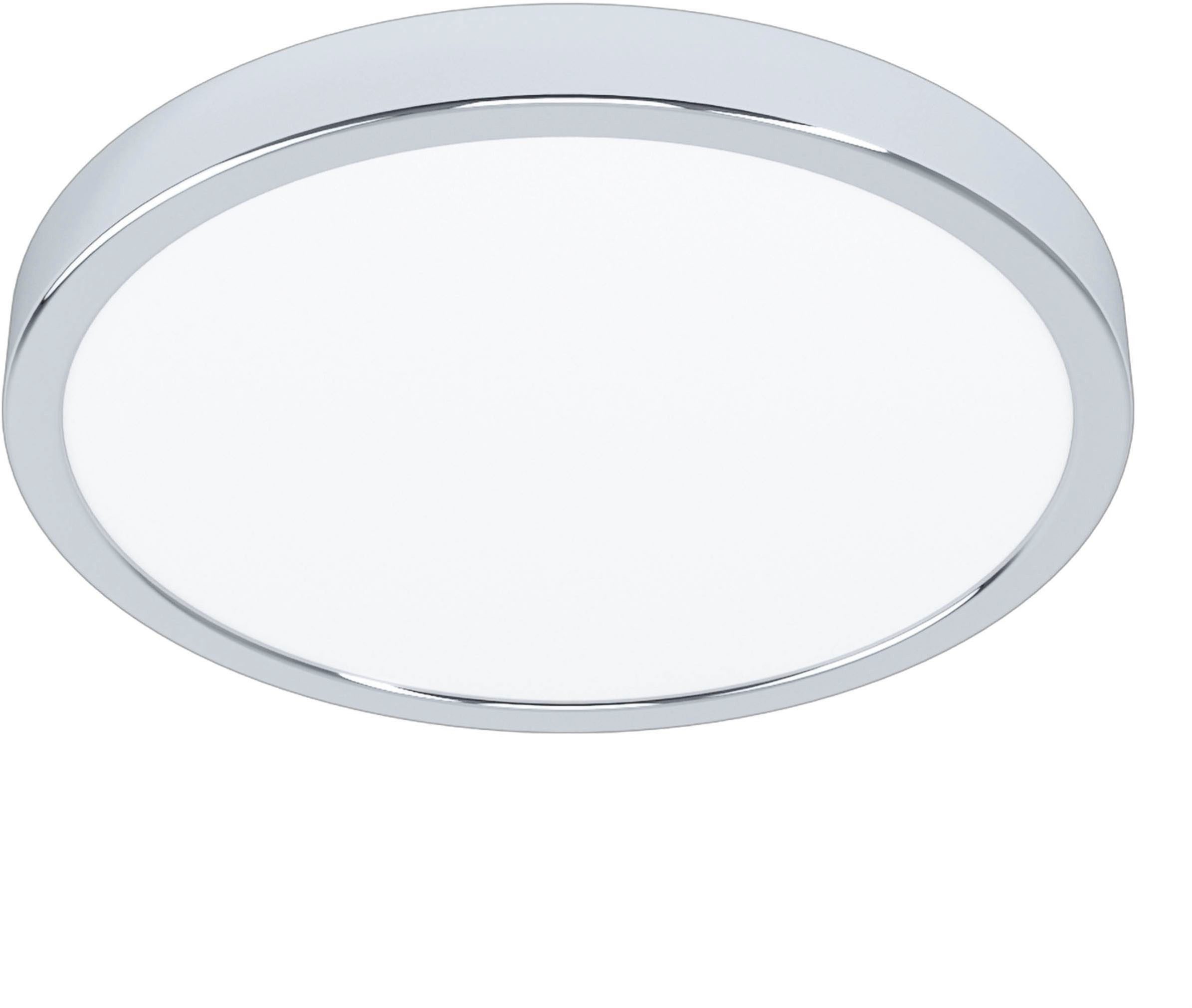 EGLO Aufbauleuchte Fueva 5 Deckenlampe, Badlampe, Stahl und Kunststoff, chrom, weiß, IP44, LED fest integriert, Warmweiß, Ø 28,5 cm, Aufbauleuchte, Bad-Deckenlampe, LED Aufbaulampe, IP44